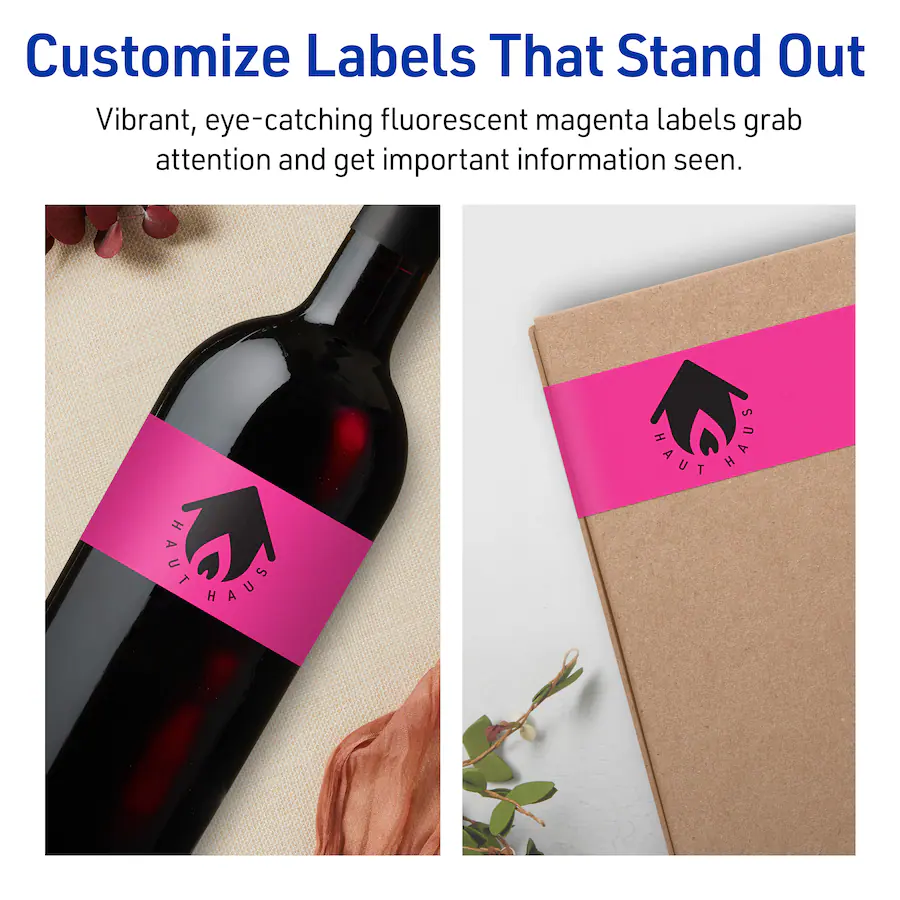 Avery Printable Rectangle Labels, Neon Magenta, 1