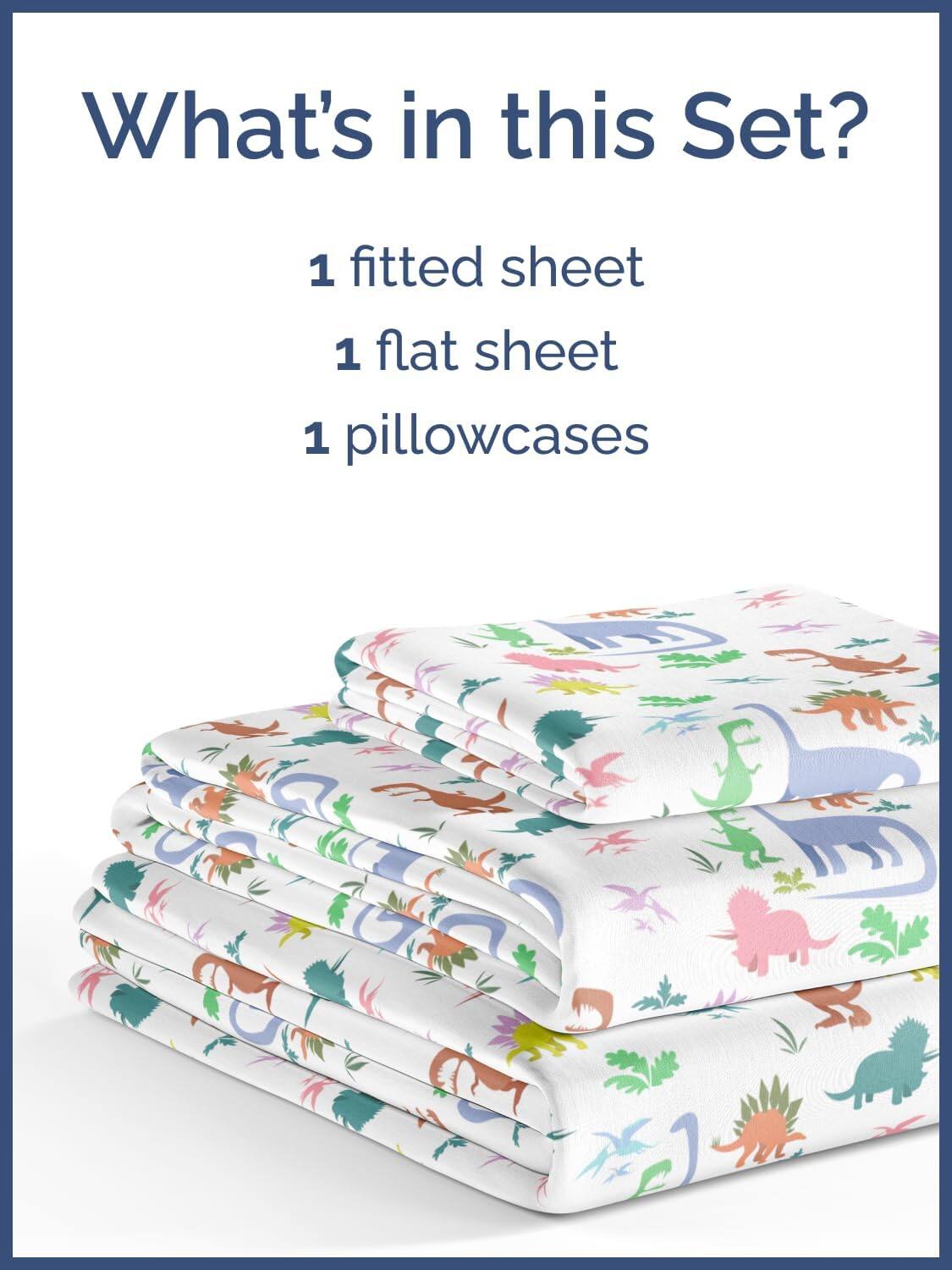 What's in this Set?  
1 fitted sheet  
1 flat sheet  
1 pillowcases