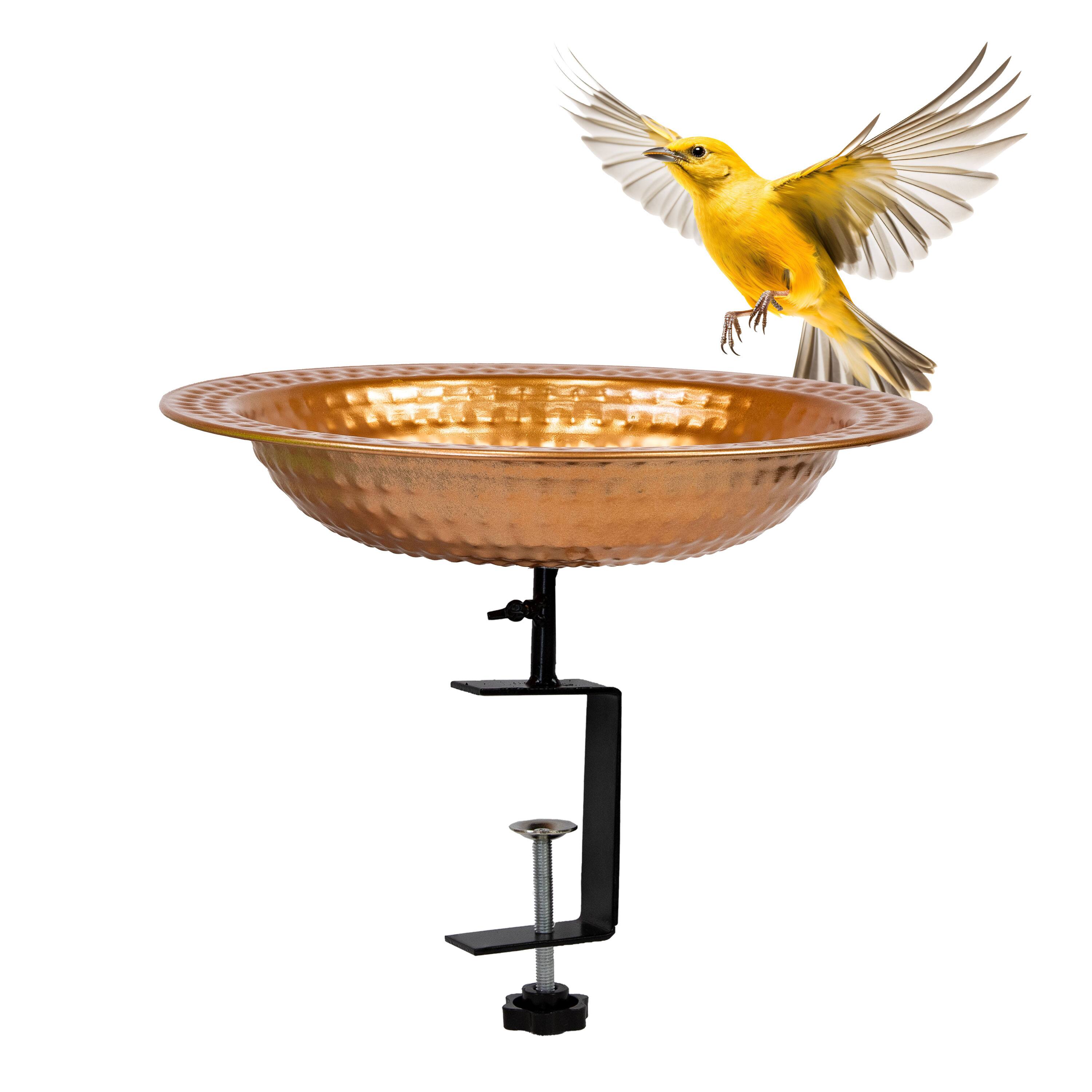 Alt View 7. Sunnydaze - Iron Deck-Mount Bird Bath or Feeder - 12 in - Copper.