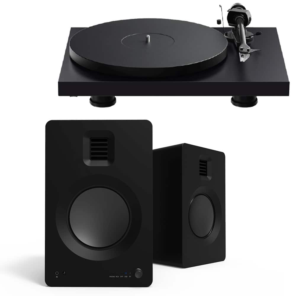 Pro-Ject - Debut Evo 2 Turntable Bundle with Kanto TUK Premium Powered Bookshelf Speakers (/Matte Black) - Satin Black