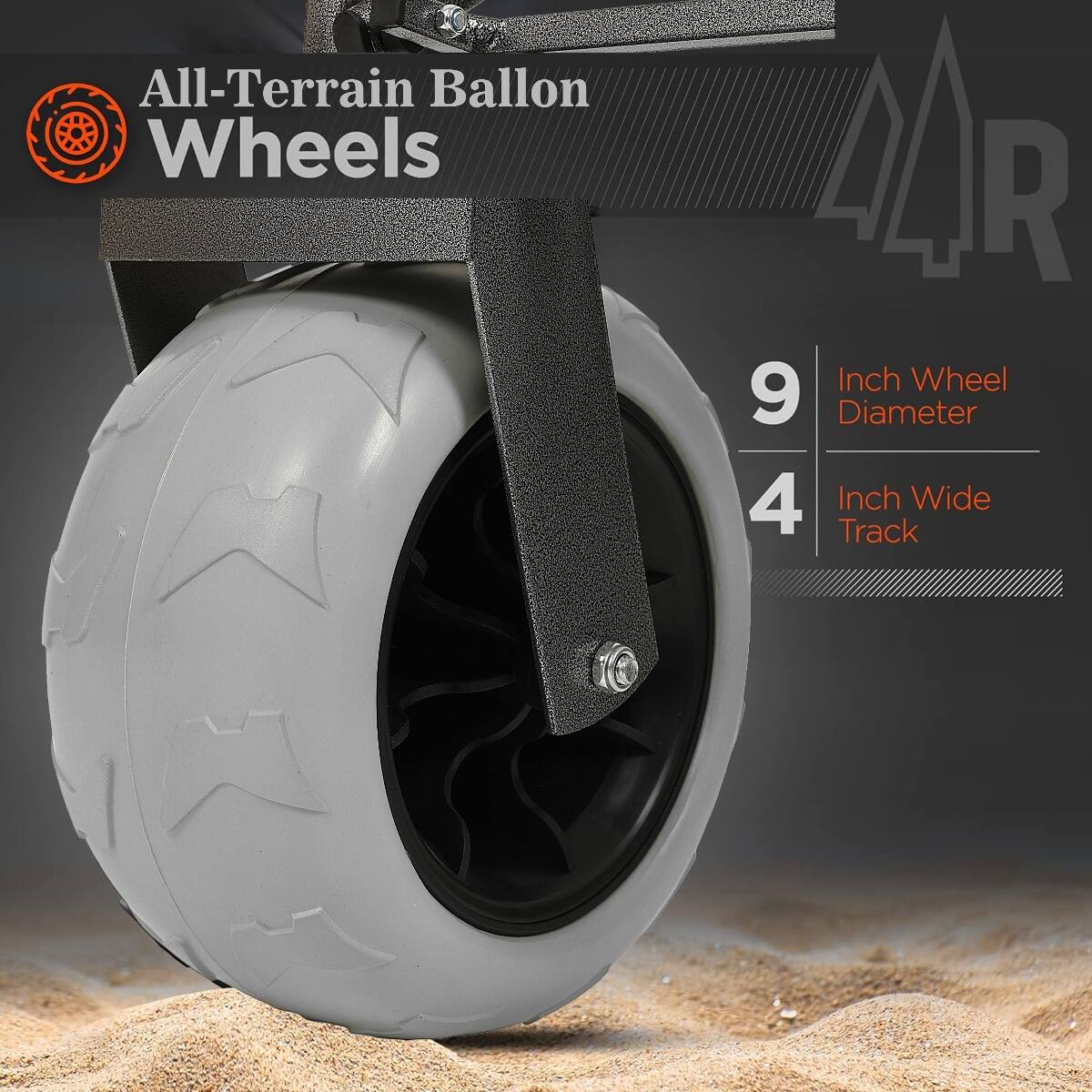 All-Terrain Ballon Wheels

AIR

9 Inch Wheel Diameter

4 Inch Wide Track