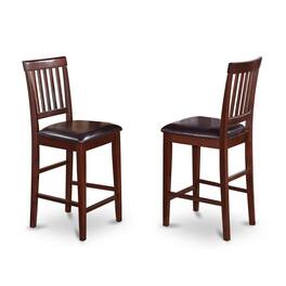 East West Furniture - Vernon Counter Stools with Faux Leather Seat - Finish - Mahogany