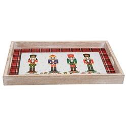 Angle. BreeBe - Nutcrackers on Parade Wooden Tray - White.