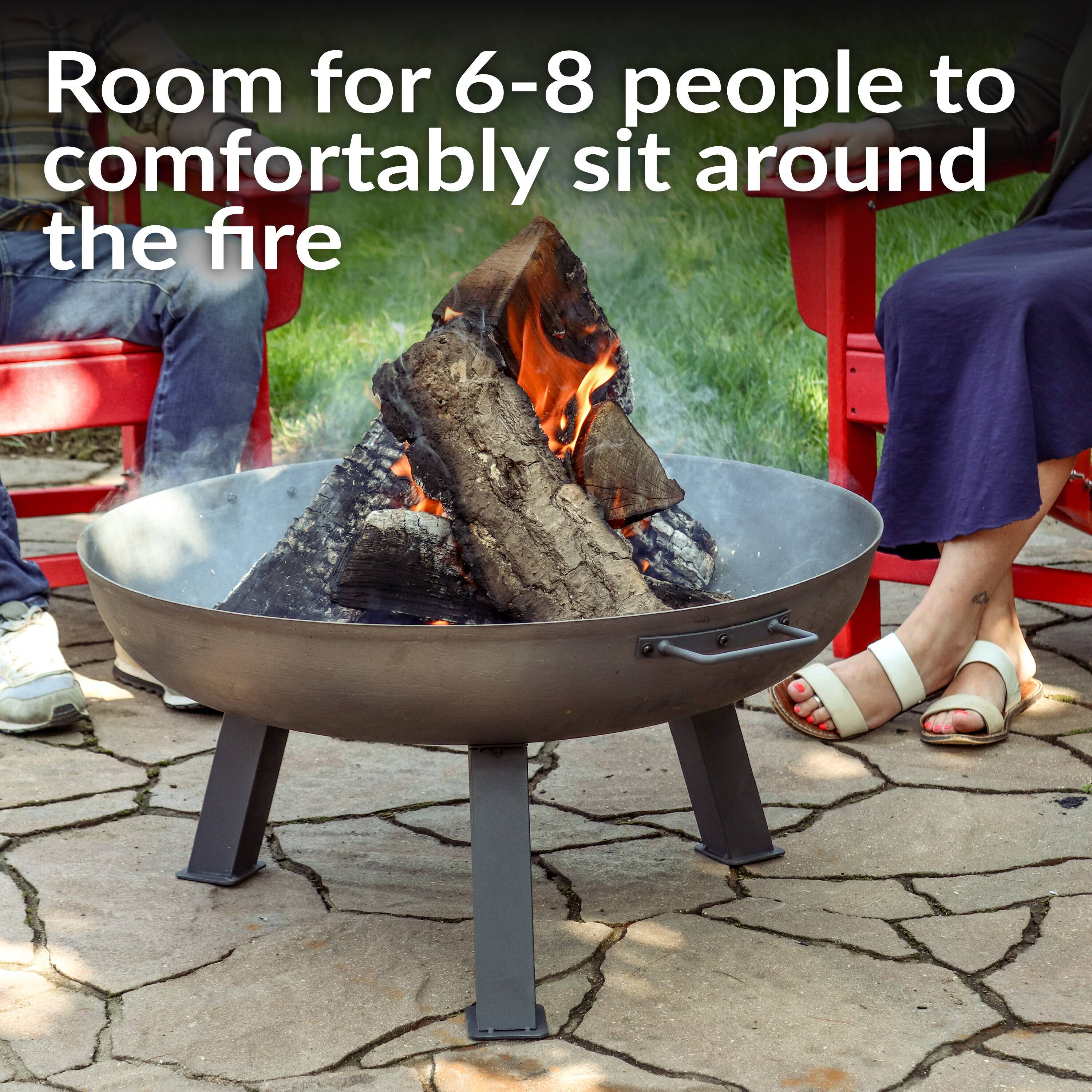 Room for 6-8 people to comfortably sit around the fire