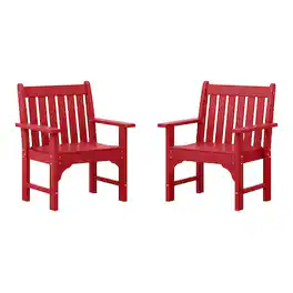 WestinTrends - Malibu Outdoor Patio HDPE Adirondack Dining Arm Chairs (Set of 2) - Red