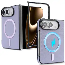 UUCOVER - Magnetic Case for Apple iPhone Duo, Compatible with MagSafe, Flocking Lining Shockproof Carbon Fiber Texture Slim Cover - Purple