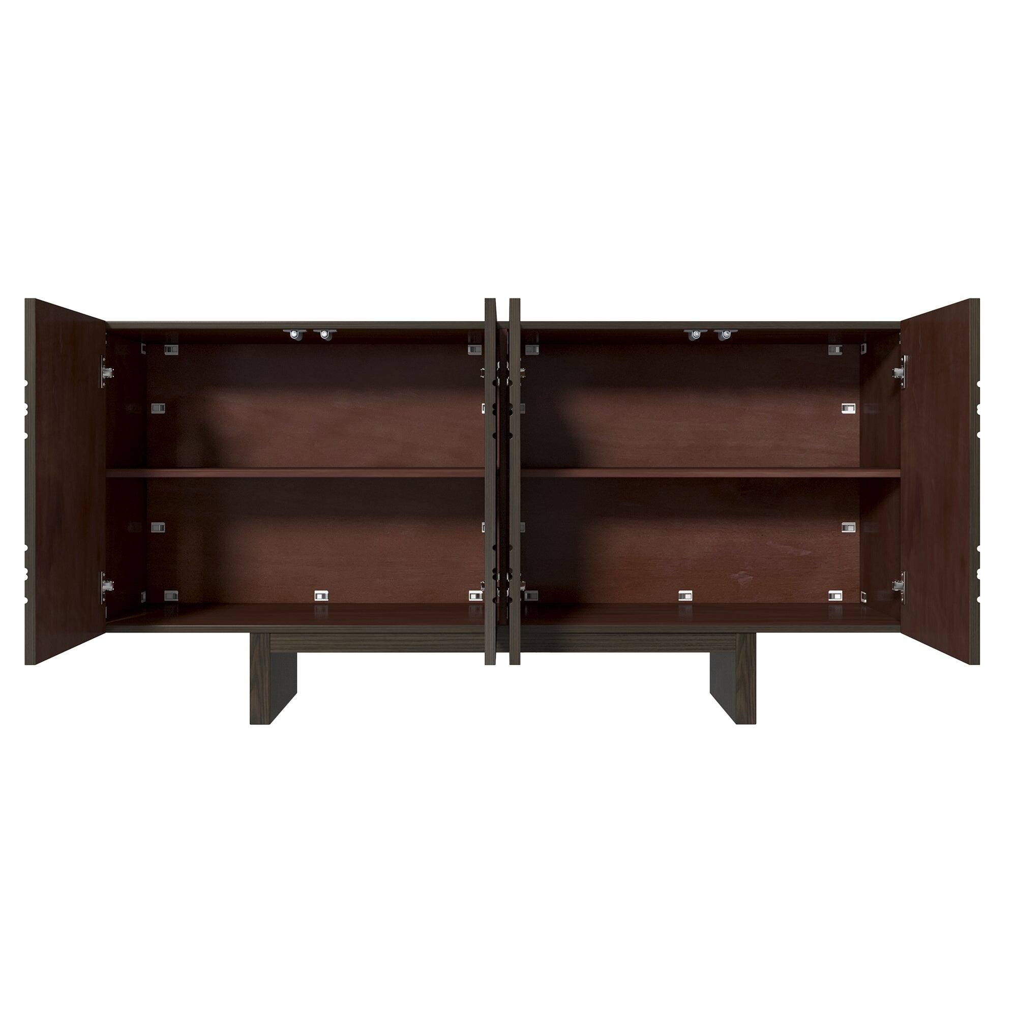 Alt View 3. Boyel Living - Brown 4-Door Accent Storage Cabinet For Living Room and Kitchen-Dining Room - Brown.