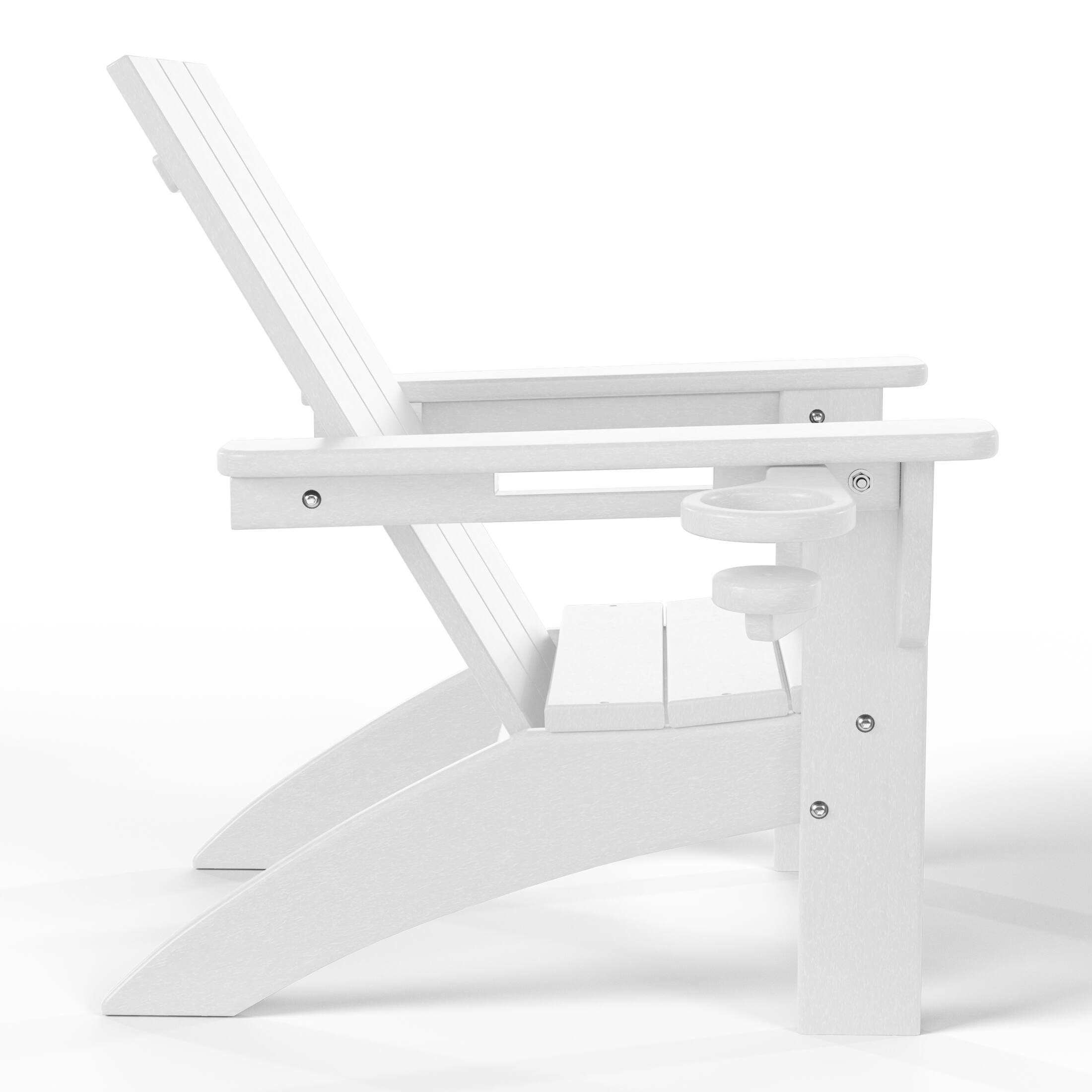 Back. WestinTrends - WestinTrends Ashore 3-Piece Kids HDPE Modern Adirondack Chairs Set with Square Side Table and Cup Holders - White.
