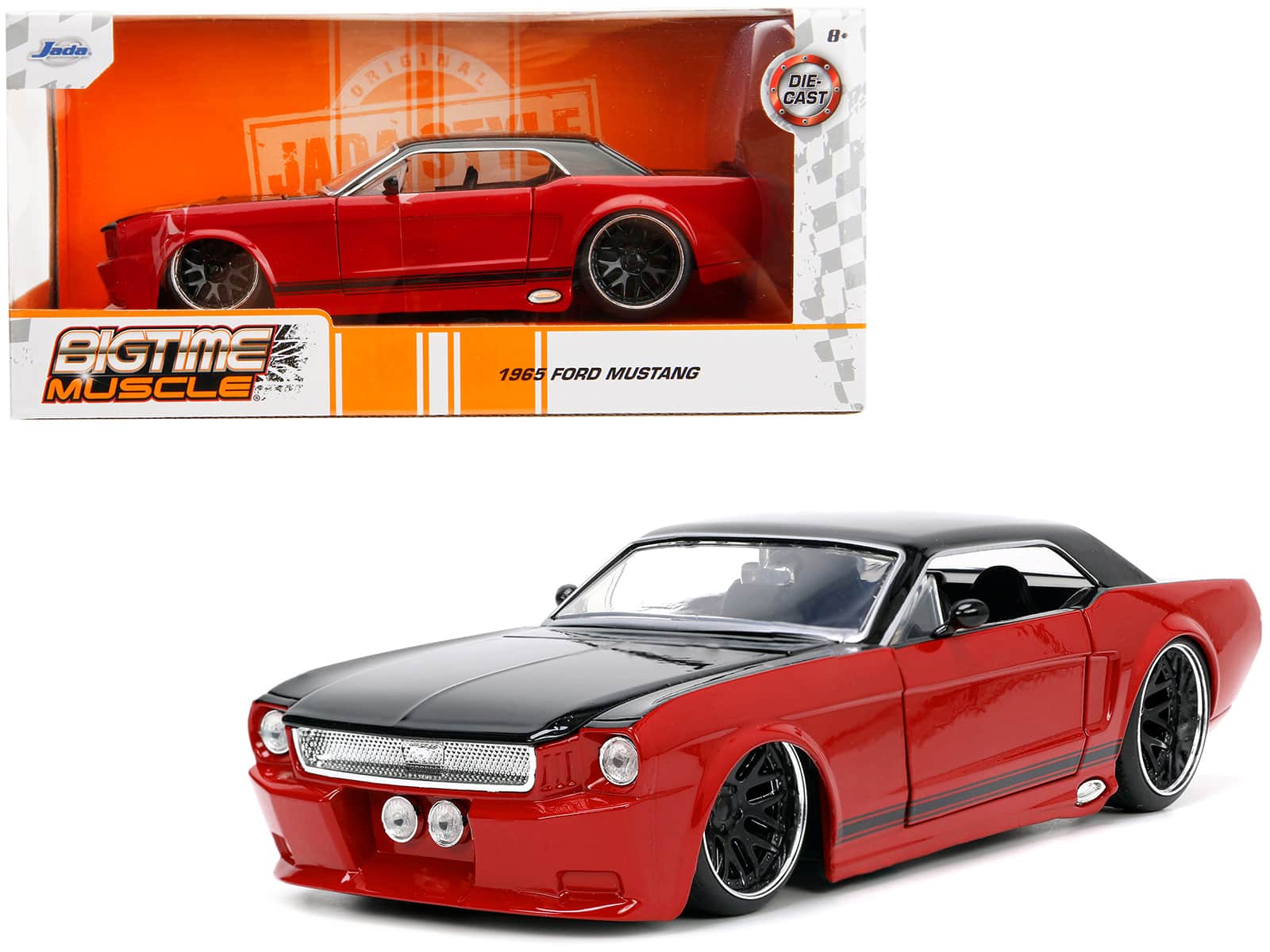 "1965 Ford Mustang Custom Red and Black ""Bigtime Muscle"" Series 1/24 Diecast Model Car by Jada" price history on PriceWatchPro