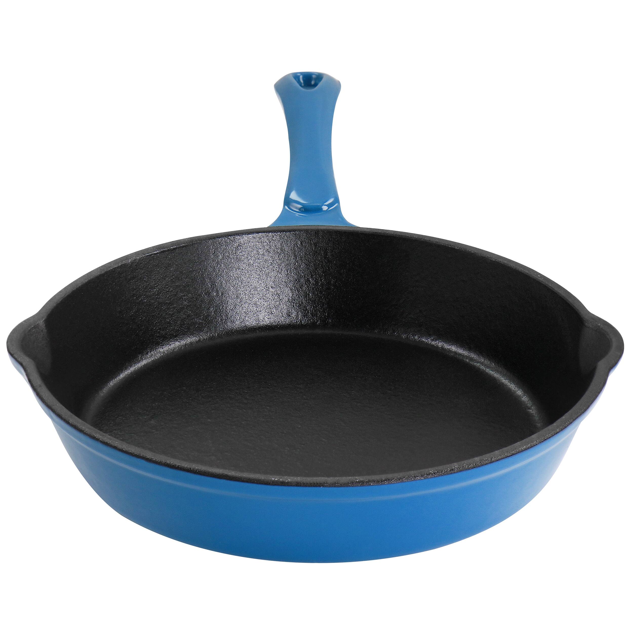Alt View 1. Mega Chef - MegaChef Enameled Round 8 Inch PreSeasoned Cast Iron Frying Pan in Turquoise - Turquoise.