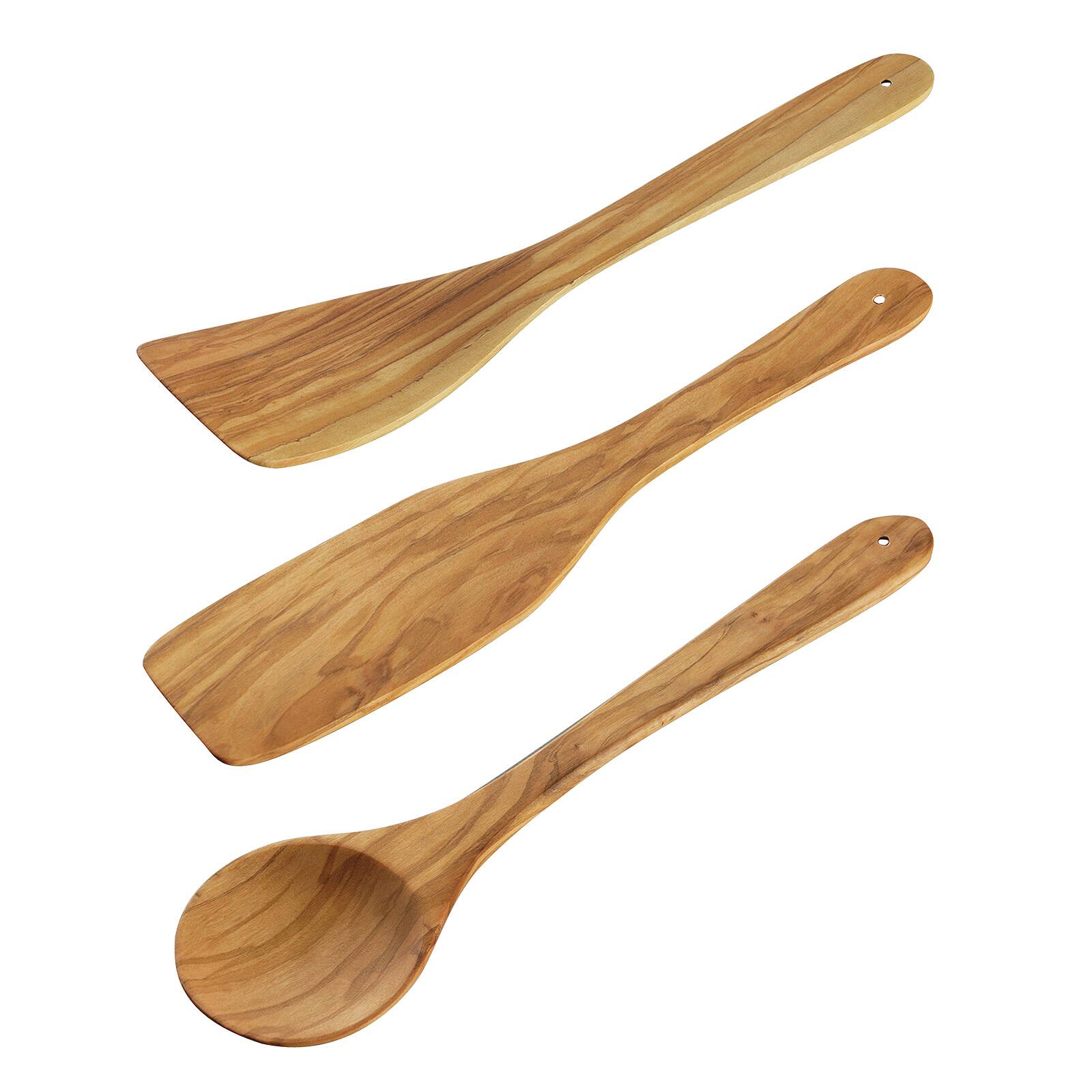 Front. Cilio - Toscana Olivewood 3 Piece Kitchen Utensil Set - Brown.