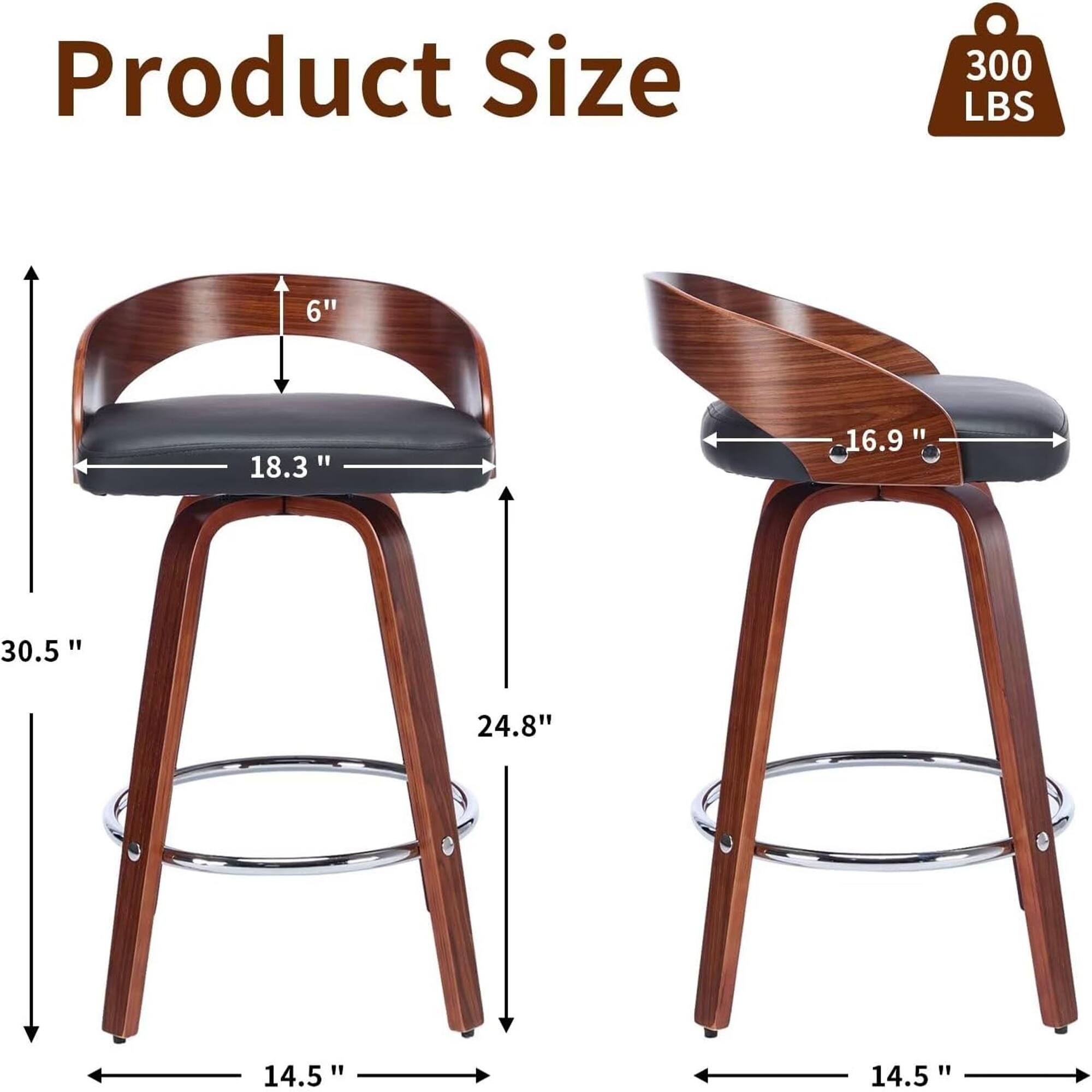 Product Size  
300 LBS  

- Height: 30.5"  
- Width: 14.5"  
- Depth: 24.8"  
- Seat Height: 18.3"  
- Backrest Height: 6"  
- Seat Width: 16.9"