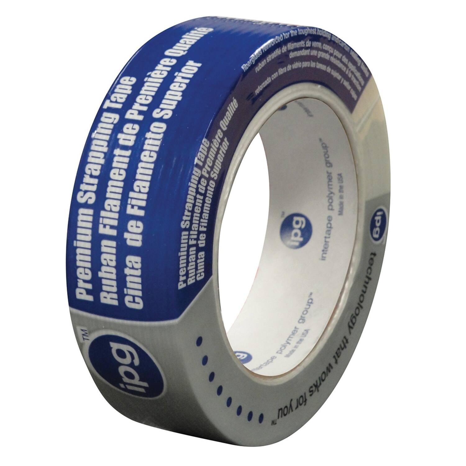 Premium Strapping Tape  
Ruban de Filament de Premier Qualité  
Cinta de Filamento Superior  
Premium Strapping Tape  
Ruban de Filamento Superior  
Cinta de Filamento Superior  
Premium Polymer Tape  
Made in USA  
Polymer Group  
BLONB... TM  
V50 6