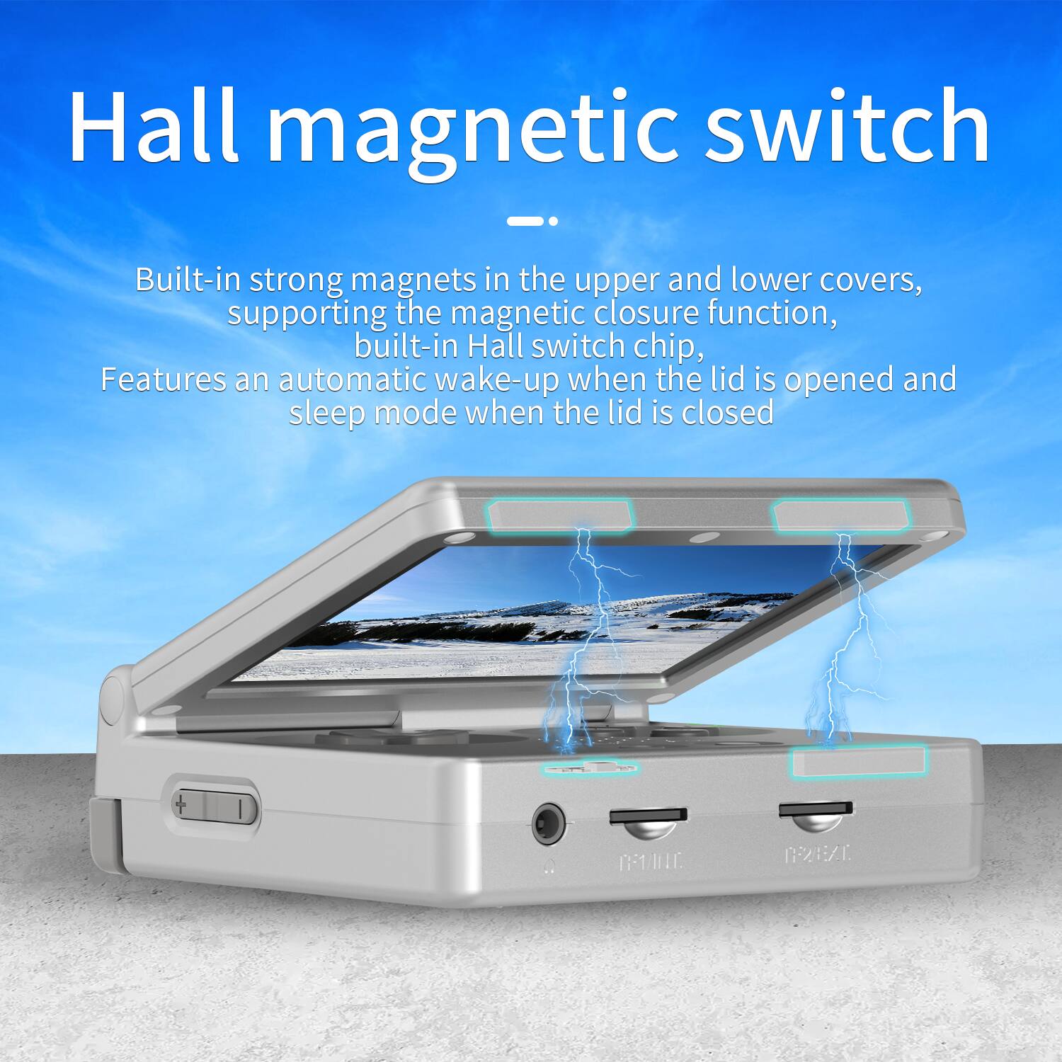 Hall magnetic switch

Built-in strong magnets in the upper and lower covers, supporting the magnetic closure function, built-in Hall switch chip, Features an automatic wake-up when the lid is opened and sleep mode when the lid is closed