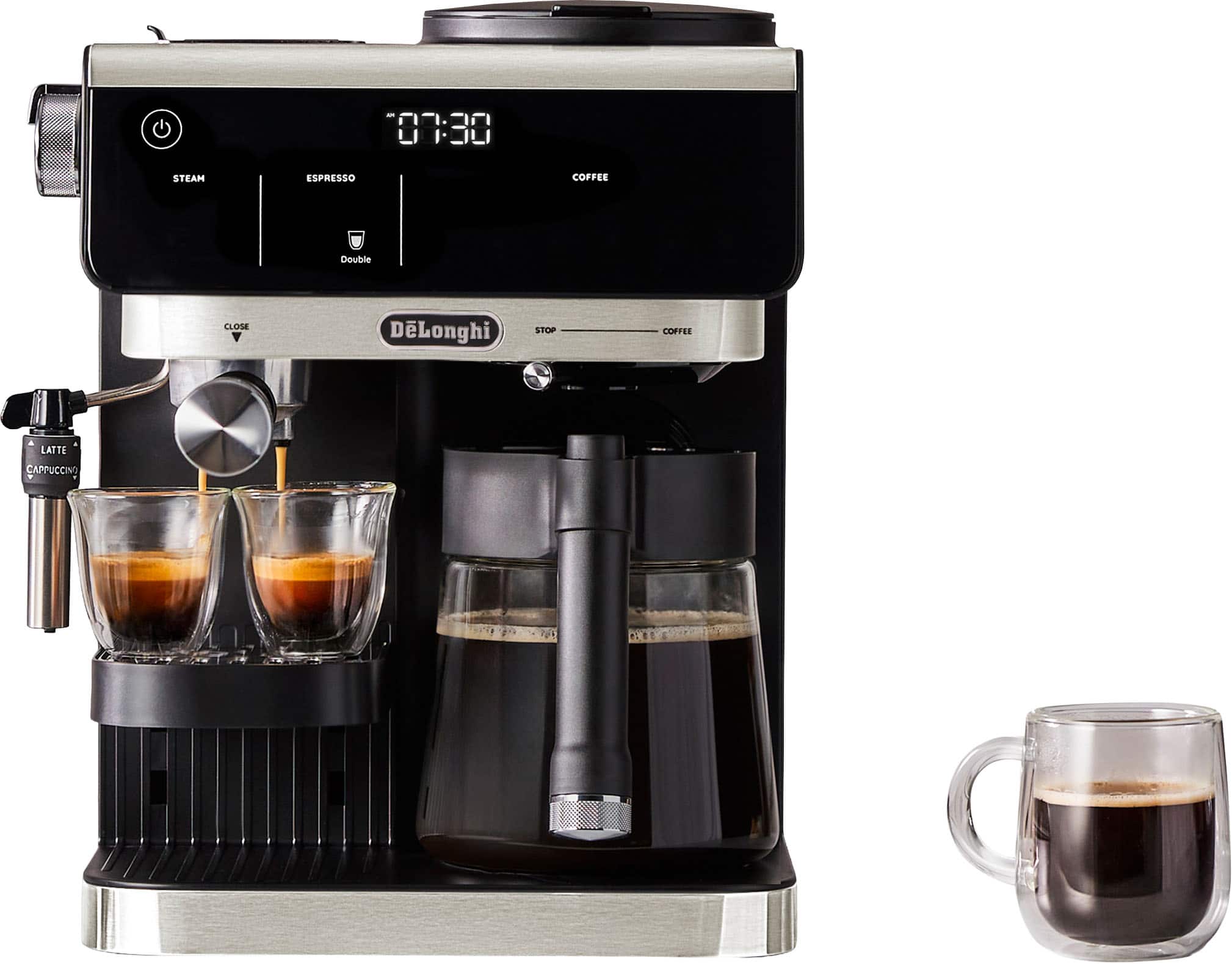 De'Longhi - All-In-One Combination Coffee and Espresso Machine COM630BK - Black and Stainless Steel