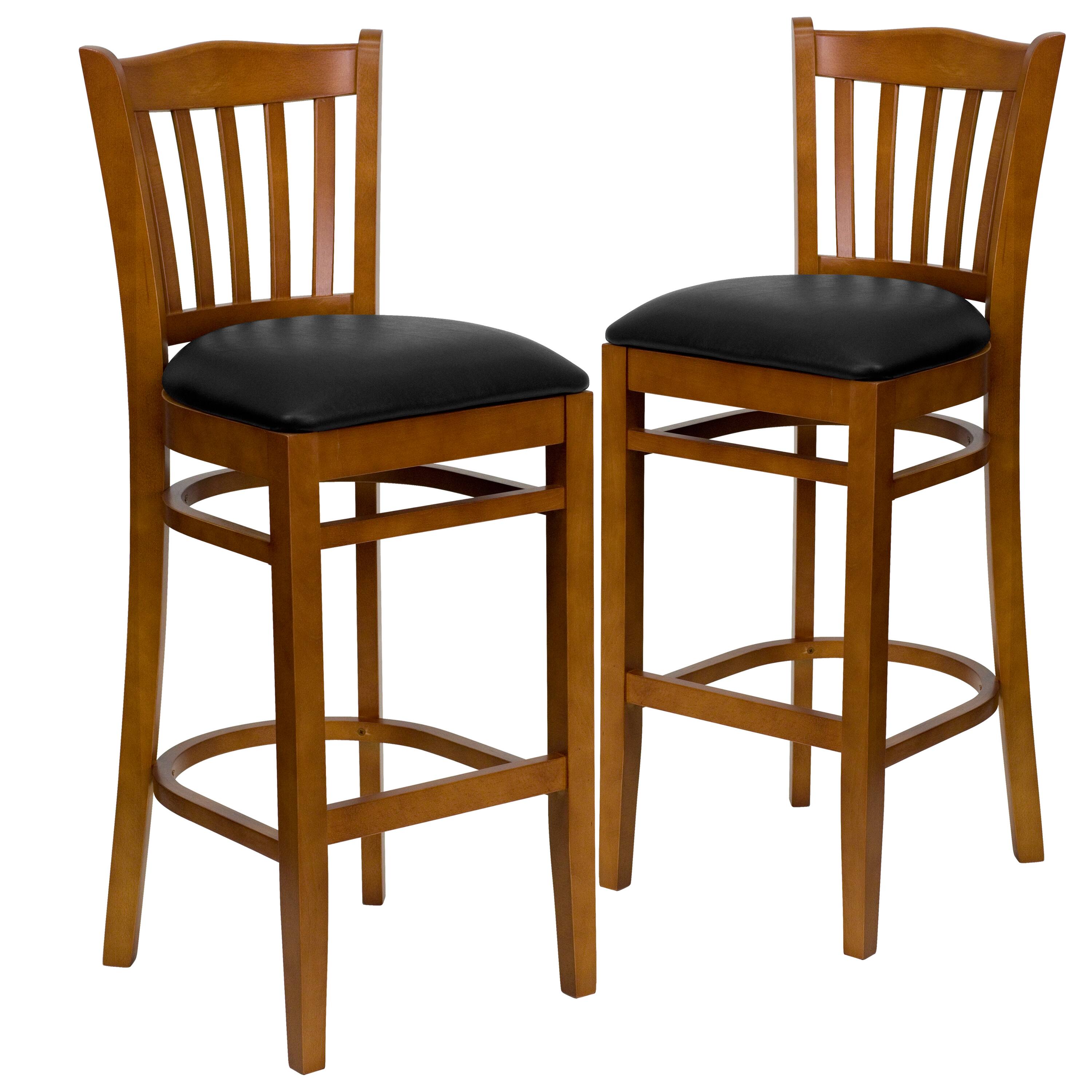 Black Vinyl Seat/Cherry Wood Frame