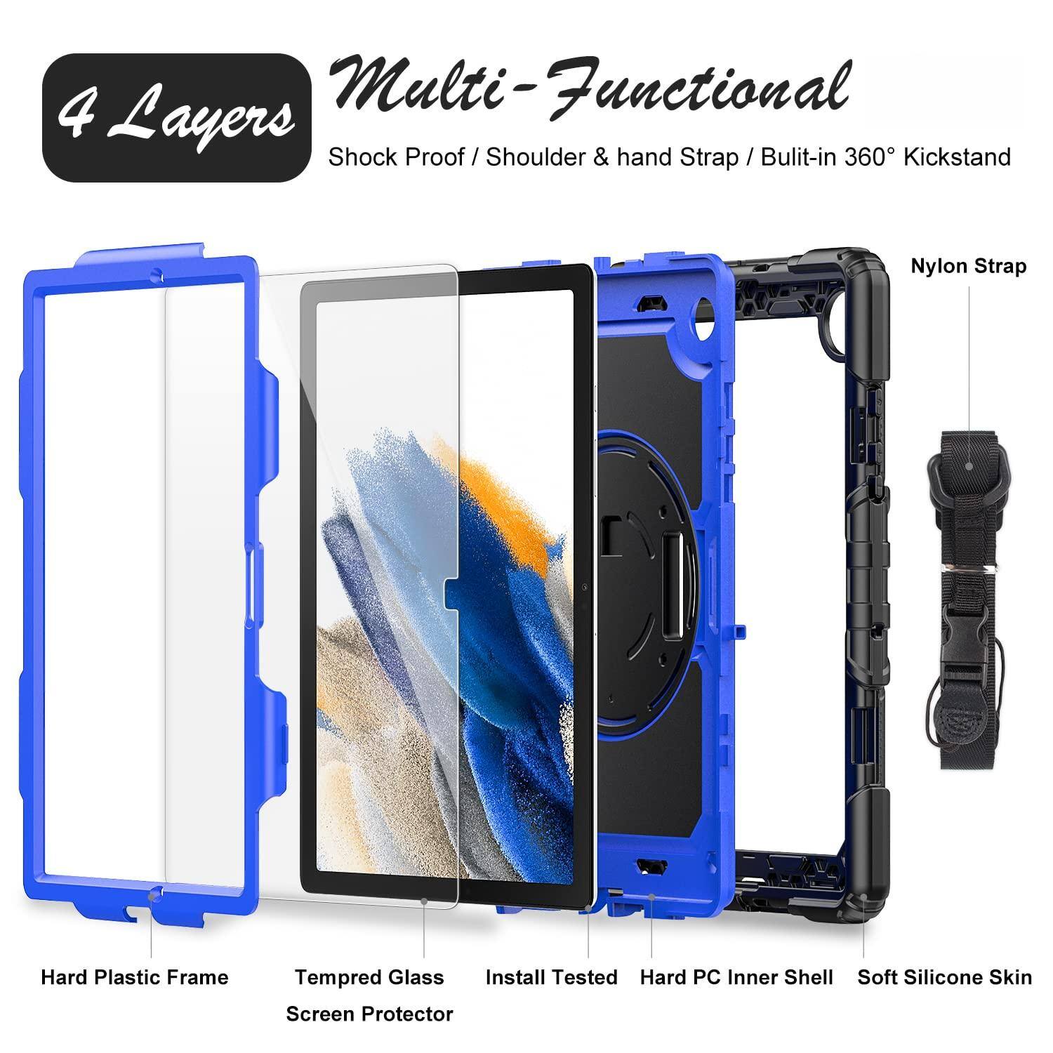 4 Layers  
Multi-Functional  
Shock Proof / Shoulder & hand Strap / Built-in 360° Kickstand  

- Hard Plastic Frame  
- Tempered Glass Screen Protector  
- Install Tested  
- Hard PC Inner Shell  
- Soft Silicone Skin  
- Nylon Strap