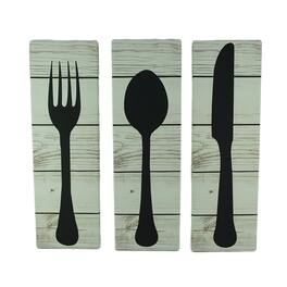 Timeless By Design - Farmhouse Flatware 3 Piece Canvas Wall Print Set - Black