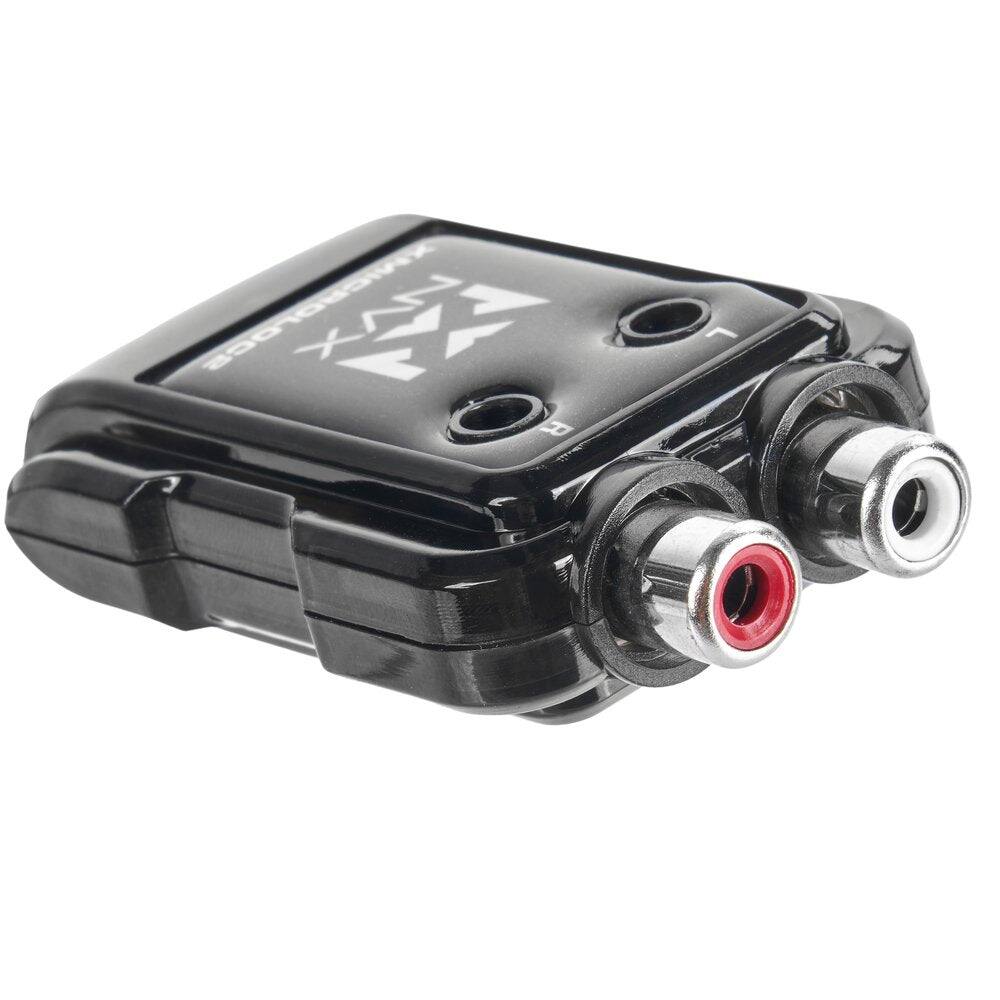 Left. NVX - XMICROLOC2 | 300W 2-Channel Speaker Cable to RCA Adjustable Line Output Converter with Remote Turn On.