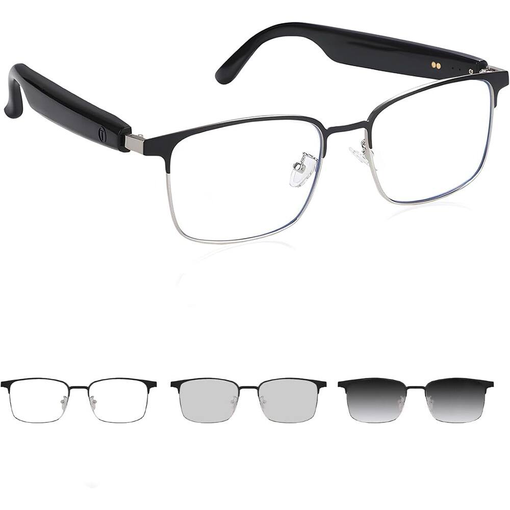 Front. ACJPR - Bluetooth Audio Smart Glasses, Remote Shooting, Color-Change Polarized Lenses - brown and white.