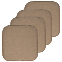 Sweet Home Collection - Charlotte Jacquard Memory Foam No Slip Back 16" x 16" Chair Pad Cushion, 4-Pack - Taupe