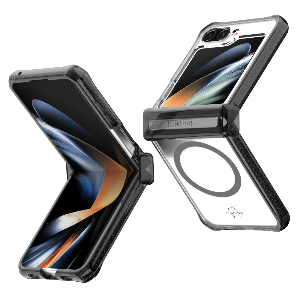 Alt View 1. Itskins - ITSKINS Supreme_R Clear // Hinge Case for MagSafe for Galaxy Z Flip5 - Smoke - Gray.