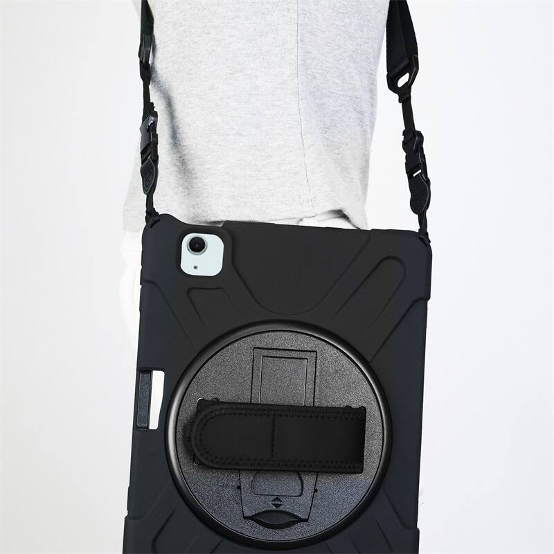 Alt View 3. Mybat - MyBat Rotatable Stand Protector Cover with Wristband for Apple iPad Air 13 (2024) / iPad Air 13 (2025) - Black - Black.