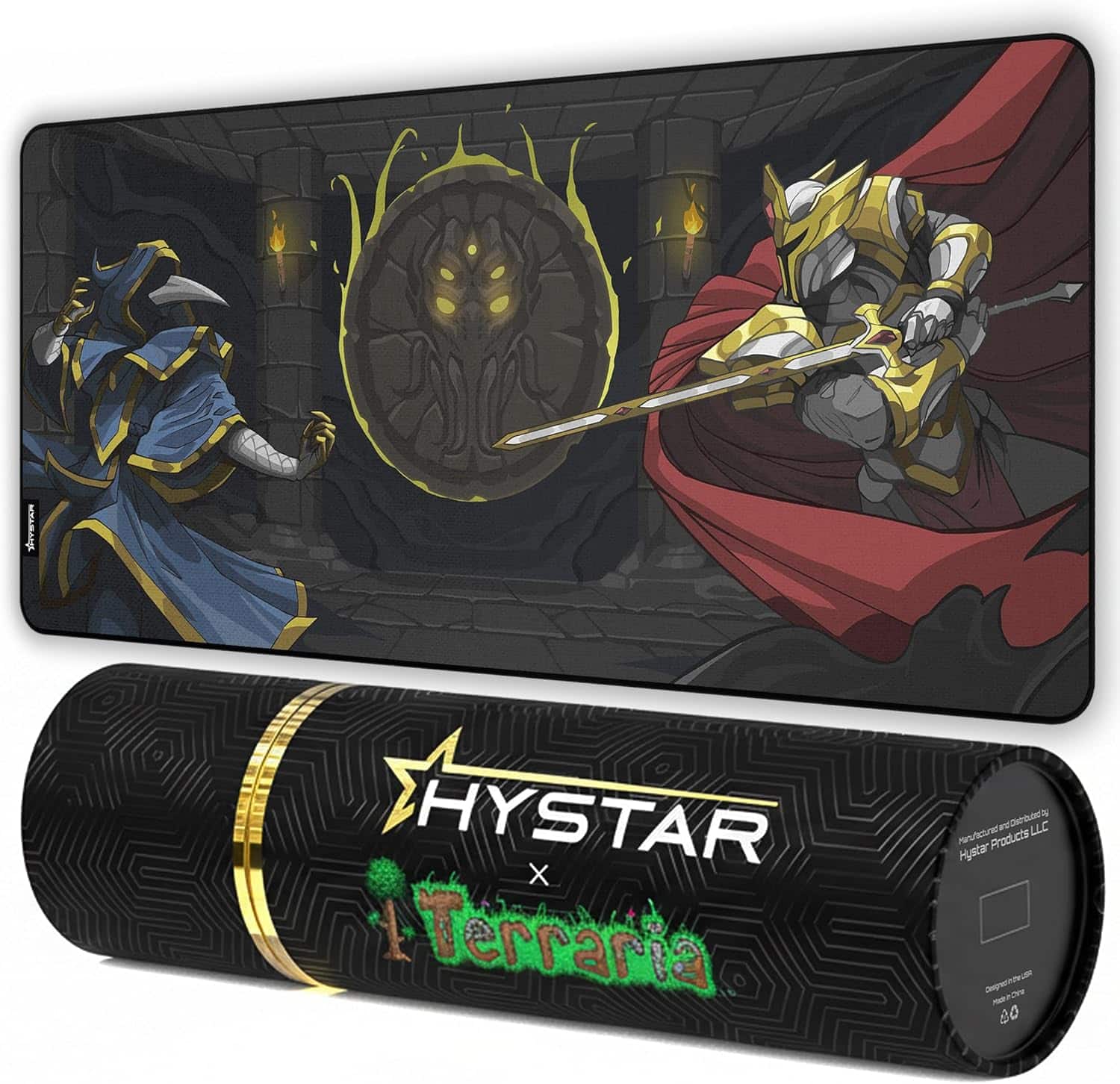 Hystar - Terraria Extended Gaming Mouse Pad | XXL 36 x 16 | Waterproof Surface, Polyester Fabric & Rubber Base (Lunatic Cultist) - Black