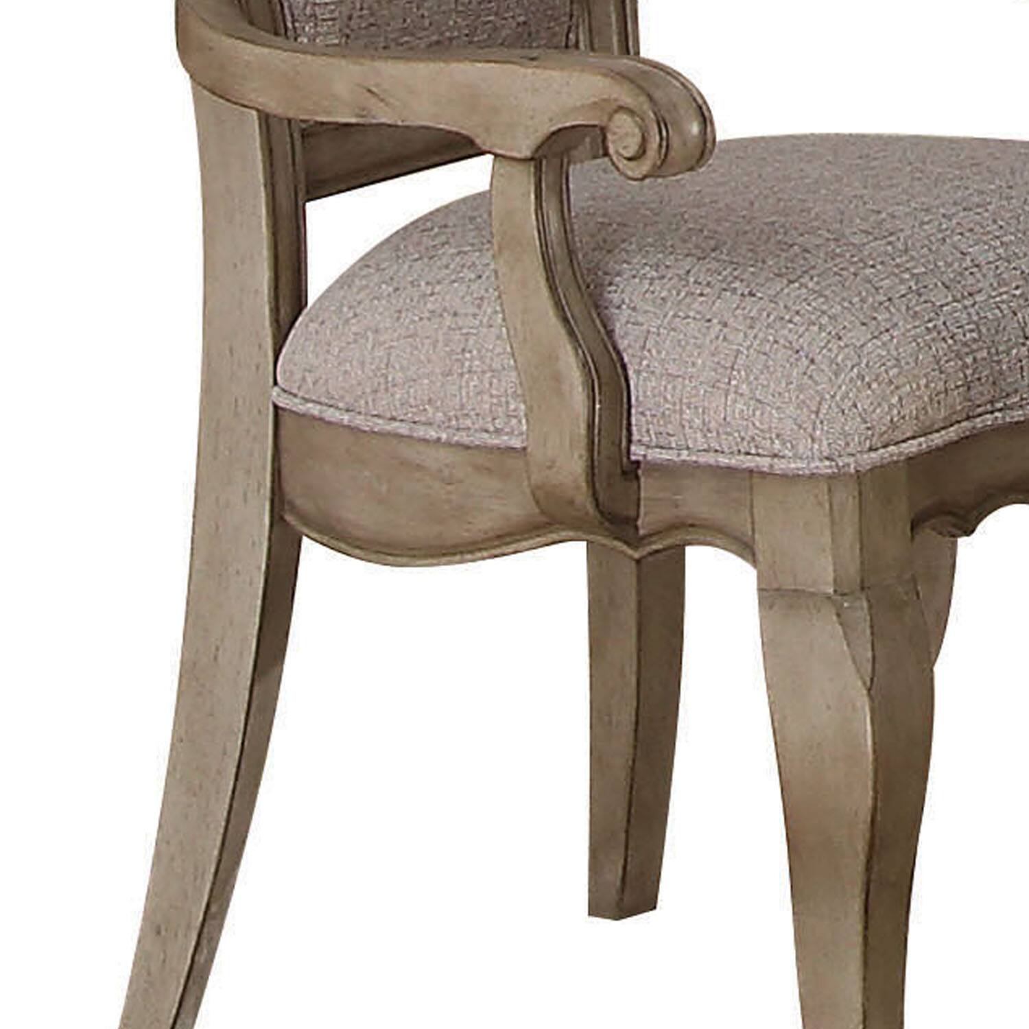 Alt View 2. Manhattan Lane - Wooden Arm Chairs with Button Tufting, Set of Two - Gray and Brown.