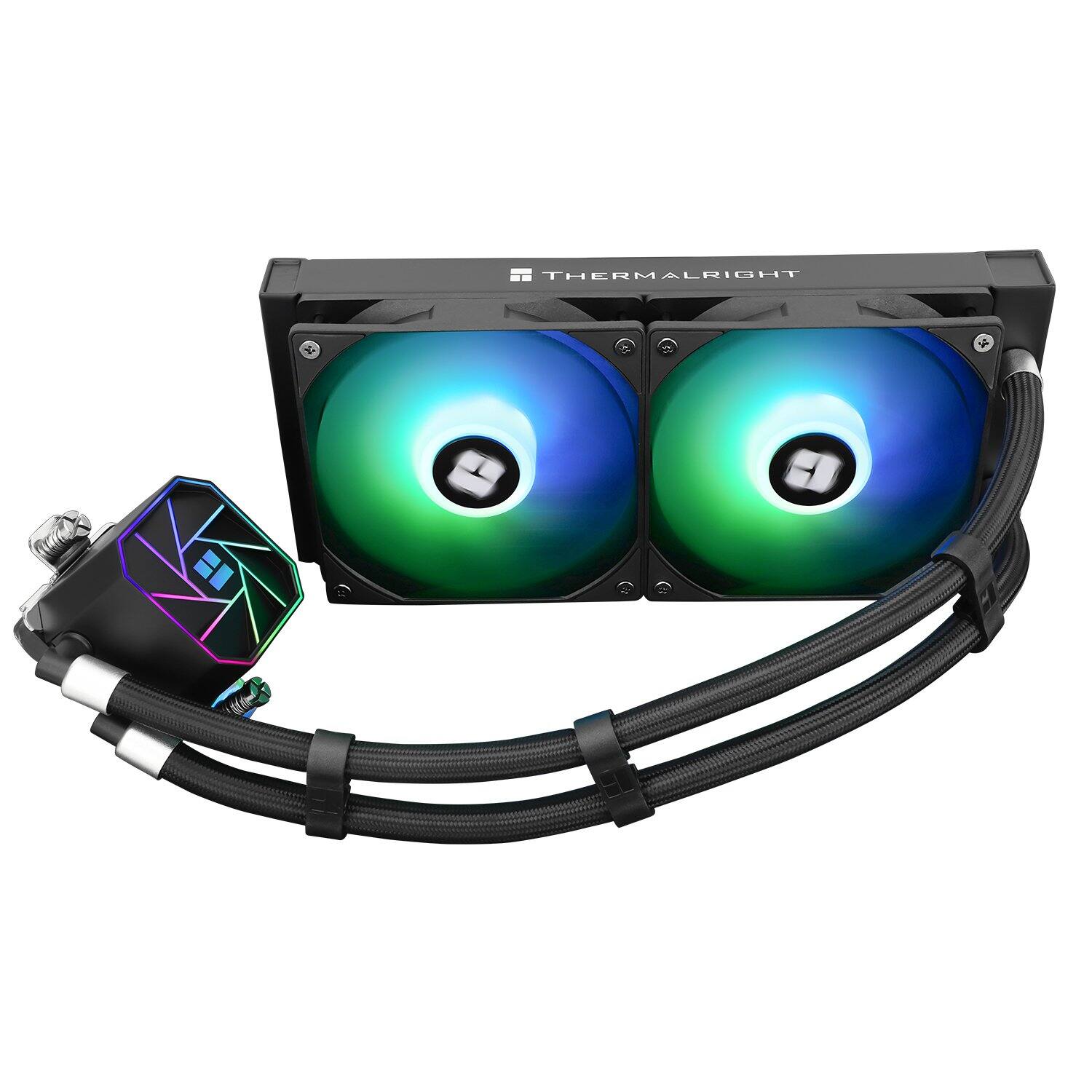 Angle. Thermalright - Aqua Elite 240 V3 TL-C12B-S V2x2 PWM Fans, for AMD/AM4/AM5, Intel LGA1150/1151/1200/2011/1700, Liquid CPU Aio Cooler - Black.