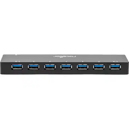 Front. Rocstor - Rocstor 7-port USB Hub - USB 3.0 - External - 7 USB Port(s) - 7 USB 3.0 Port(s) - Black.