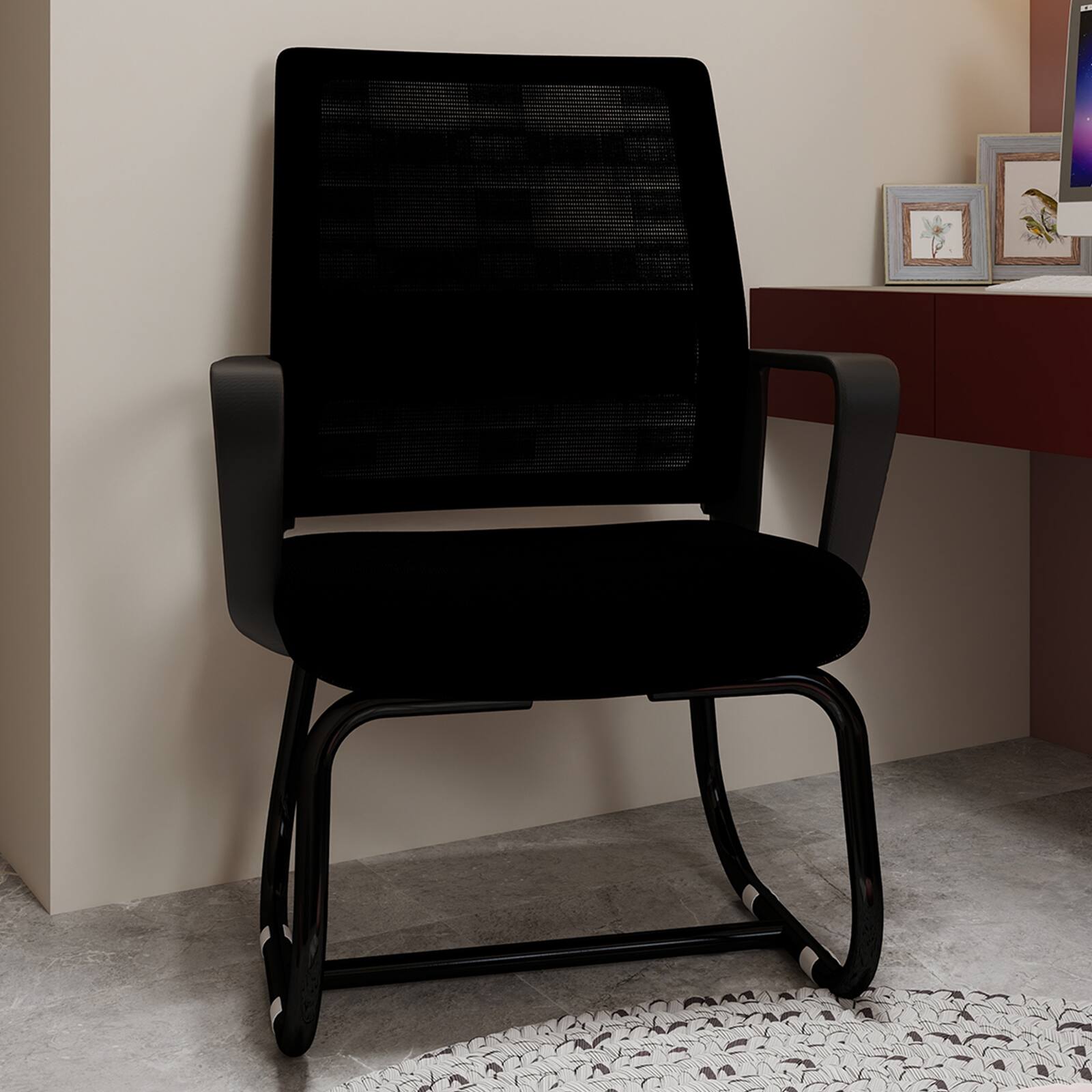 Alt View 4. GOODSILO - Minimalist Modern Office Chair - Metal Frame, Soft Cushion, Home & Office Use - Black.