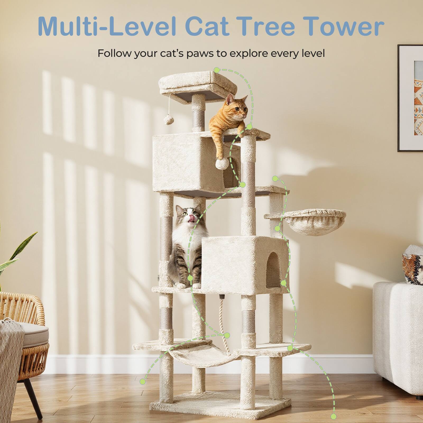 Multi-Level Cat Tree Tower

Follow your cat's paws to explore every level