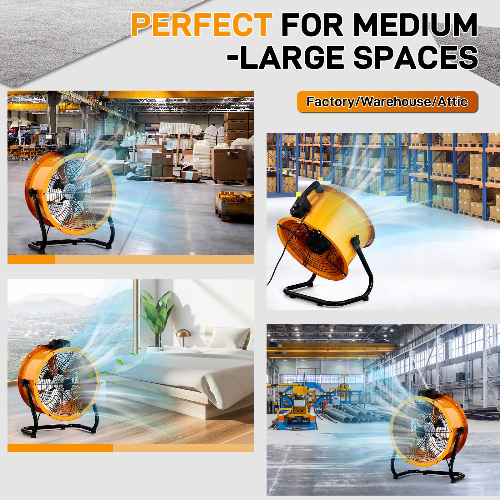 PERFECT FOR MEDIUM - LARGE SPACES  
Factory/Warehouse/Attic