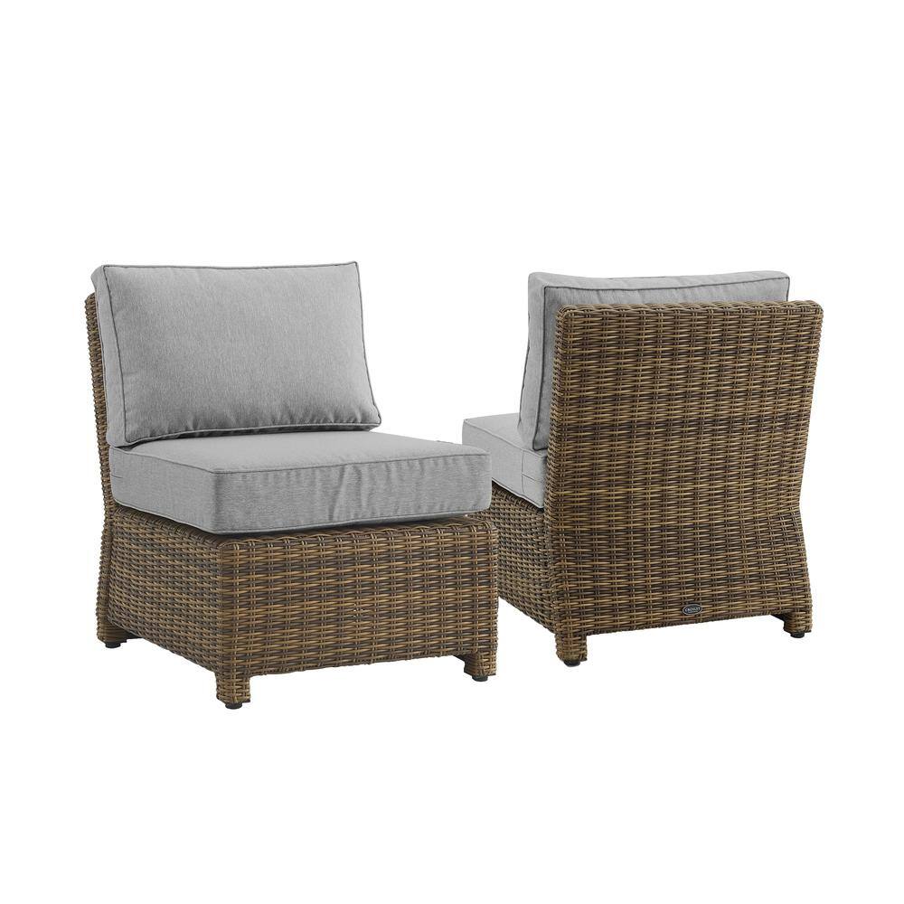 Alt View 1. Crosley Furniture - Bradenton 2Pc Armless Wicker Outdoor Chair Set - 2 Armless Chairs - Gray.