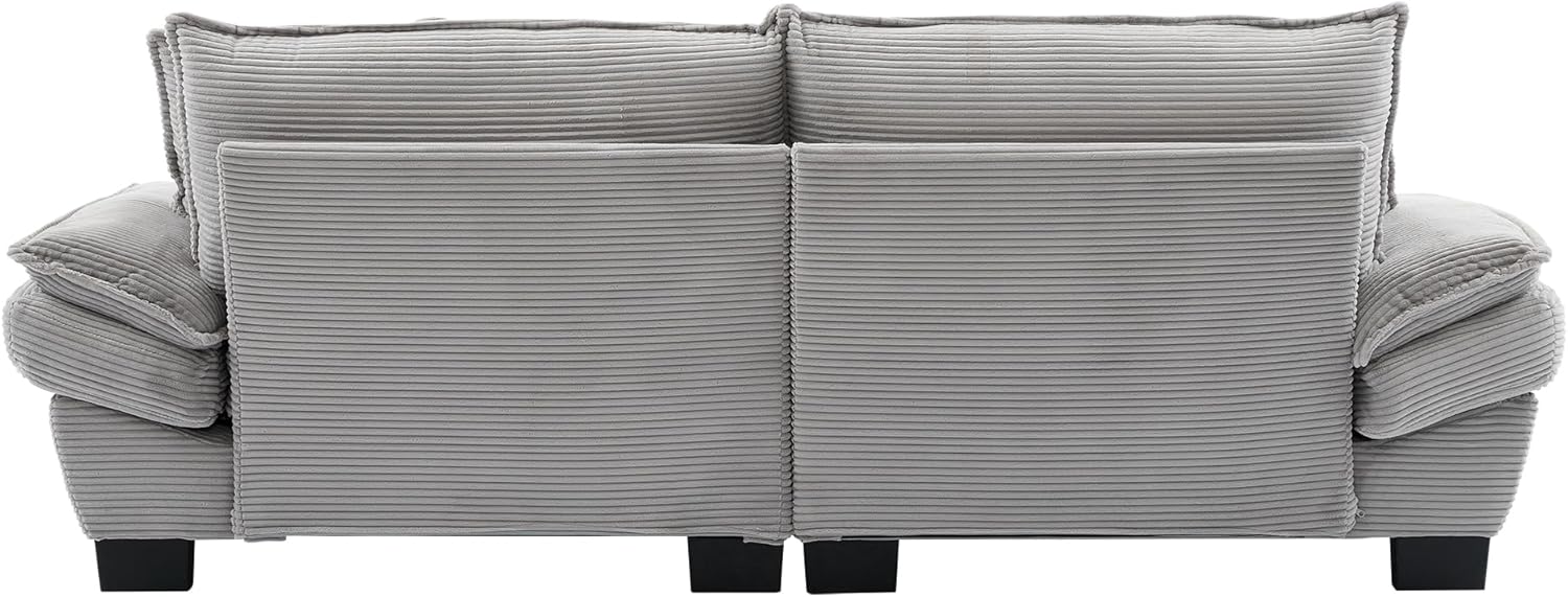 Alt View 5. Trinkets Crazed - 84" Cloud Corduroy Loveseat Sofa, Modern Comfy Upholstered 2 Seater Sofa Deep Seat Sofa with 2 Throw Pillows - light gray.