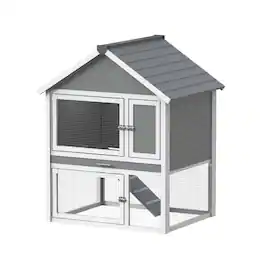 New Age Pet - ECOFLEX Huntington Outdoor Two-Level Rabbit Hutch - Gray