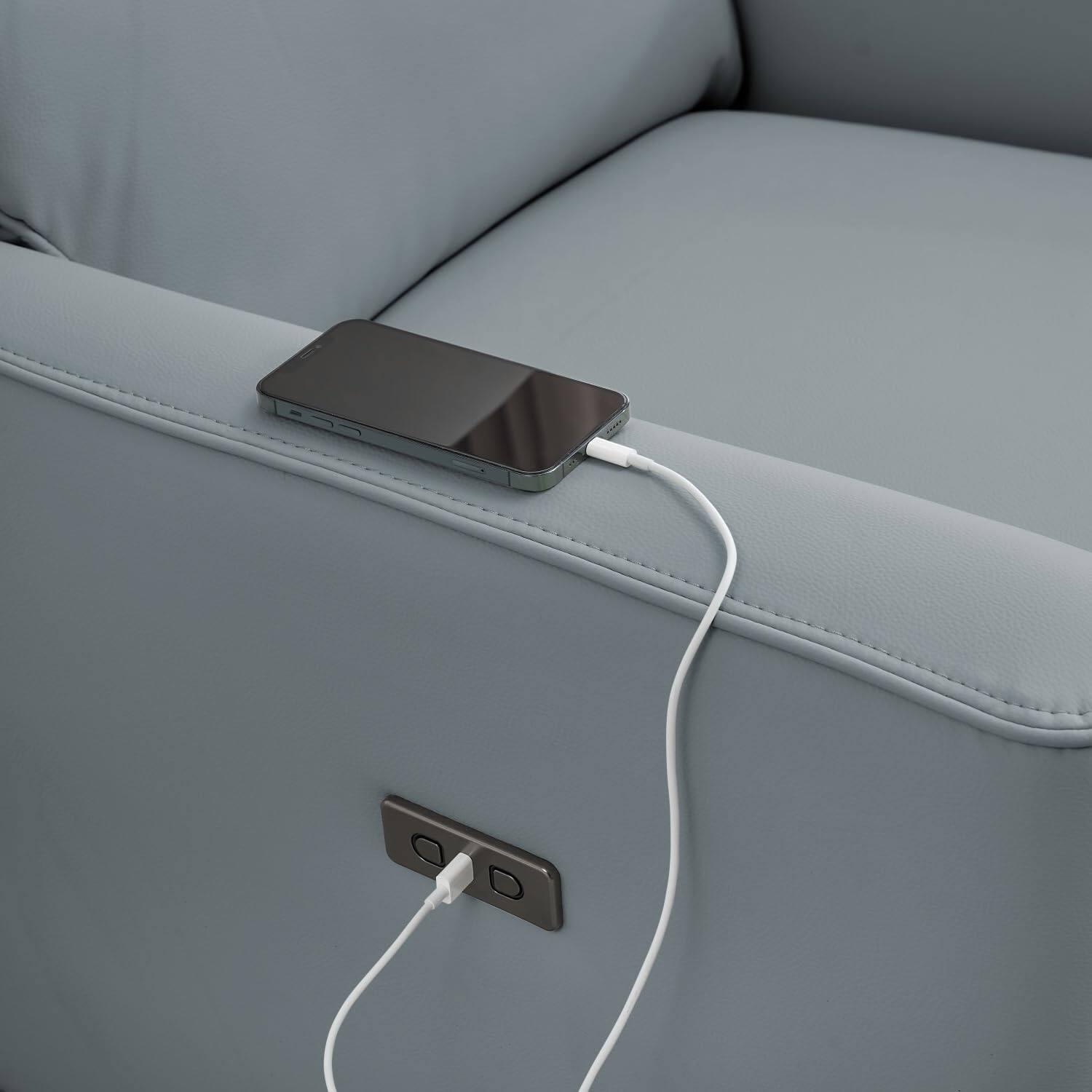 Alt View 2. Homhougo - Power Recliner Chair Swivel Rocking Glider PU Leather Upholstered Glider Recliner Nursery Chair - Gray.