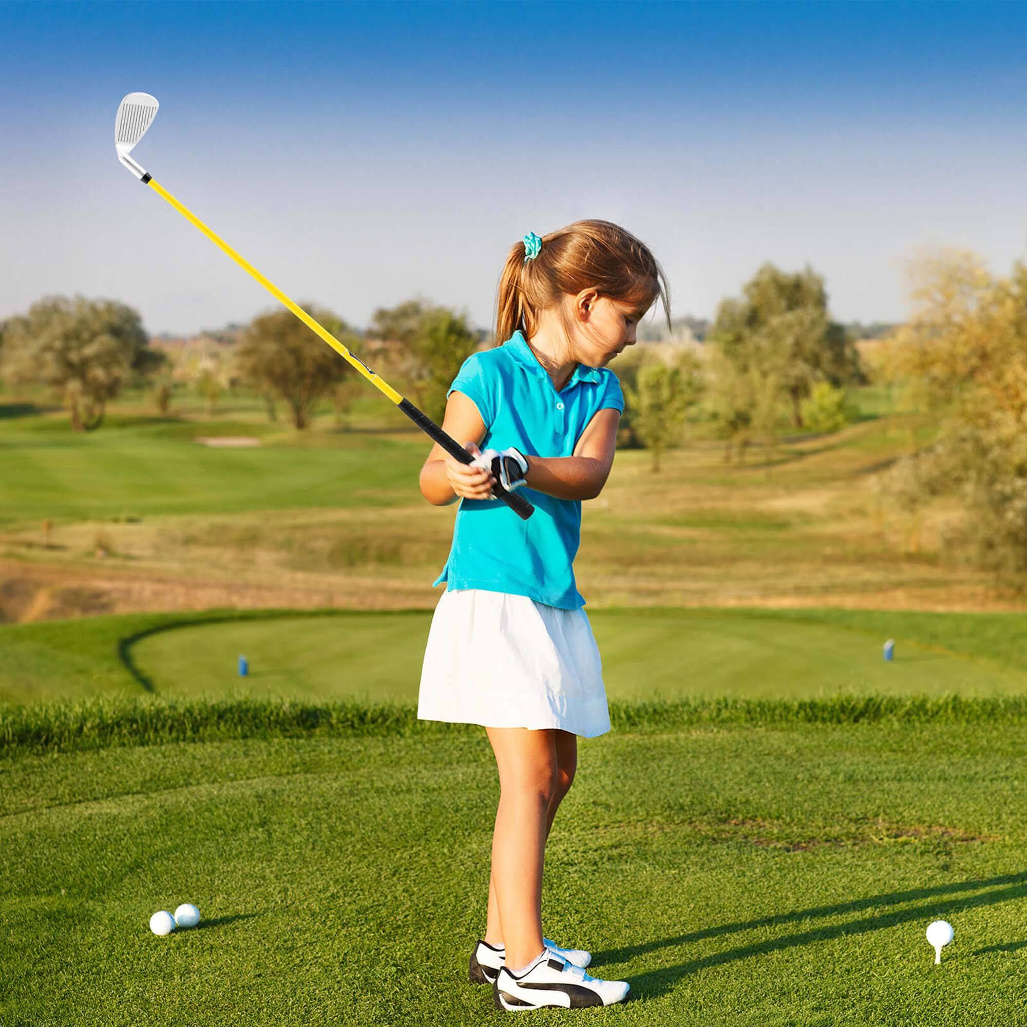 Alt View 1. Costway - Costway Junior #7 Iron for Kids with Fiberglass Shaft & Headcover Junior Practice Golf Club Yellow - Yellow.