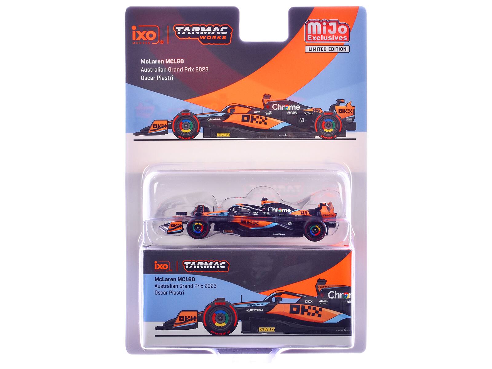 ixo TARMAC WORKS MODELS 80

MiJo Exclusives LIMITED EDITION
McLaren MCL60 Australian Grand Prix 2023 Oscar Piastri

PRESSERVER
Chrome 10% JULINE www CIICS OF - 60
OKX -
ZERO
DEWALT
UDA
Chrome  
KHD
OKY
60
ixo TARMAC
McLaren MCL60 Australian Grand Prix 2023 Oscar Piastri POKECO
MILLAND  THE WIRLA
cheense Chror BKX  m SILED OKX
ZERO
DEWALT
Stort