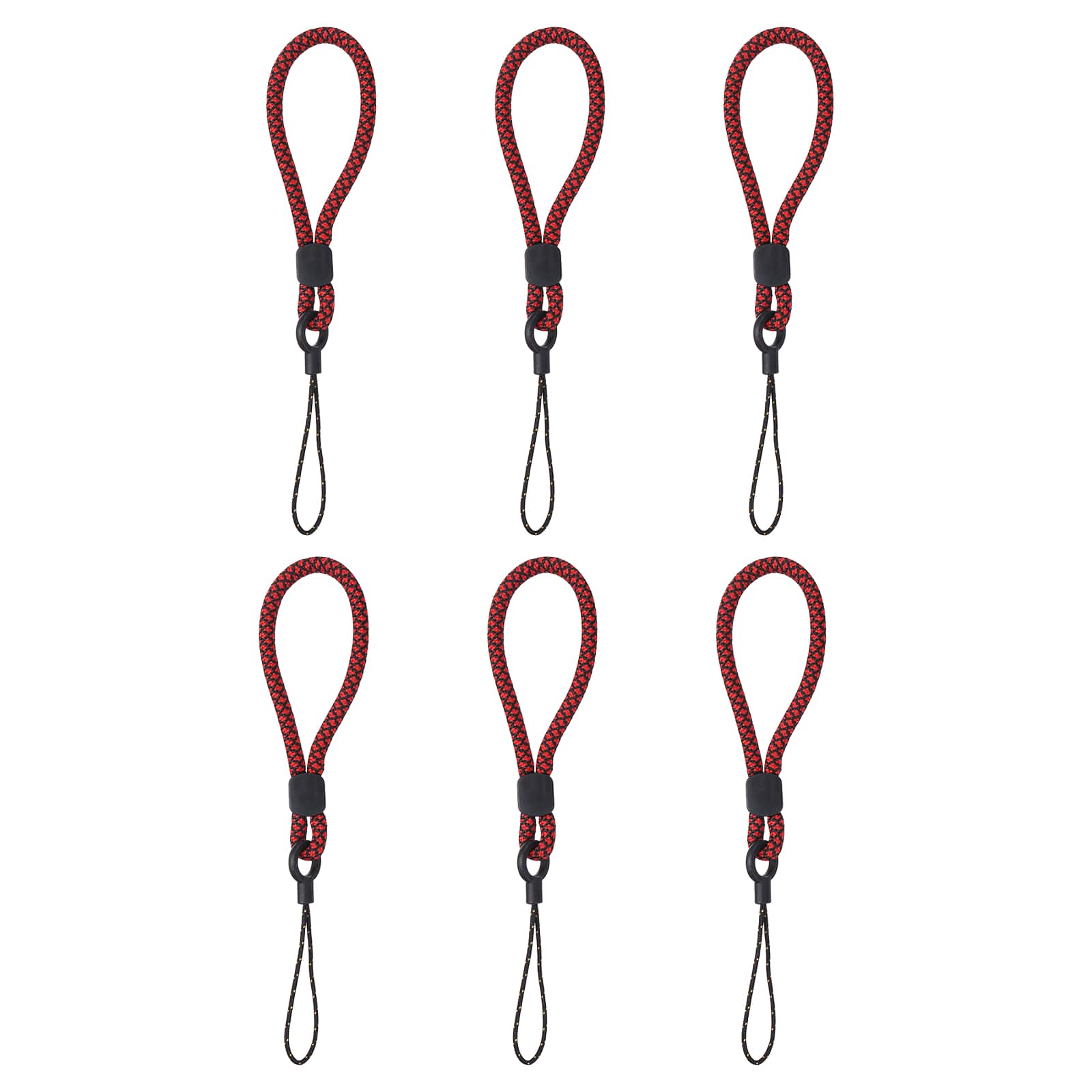 Unique Bargains - 6pcs Phone Lanyards Finger Strap, Short Anti-loss Hanging Rope for Phone, Key, Flashlight, USB Badge - Black,Red