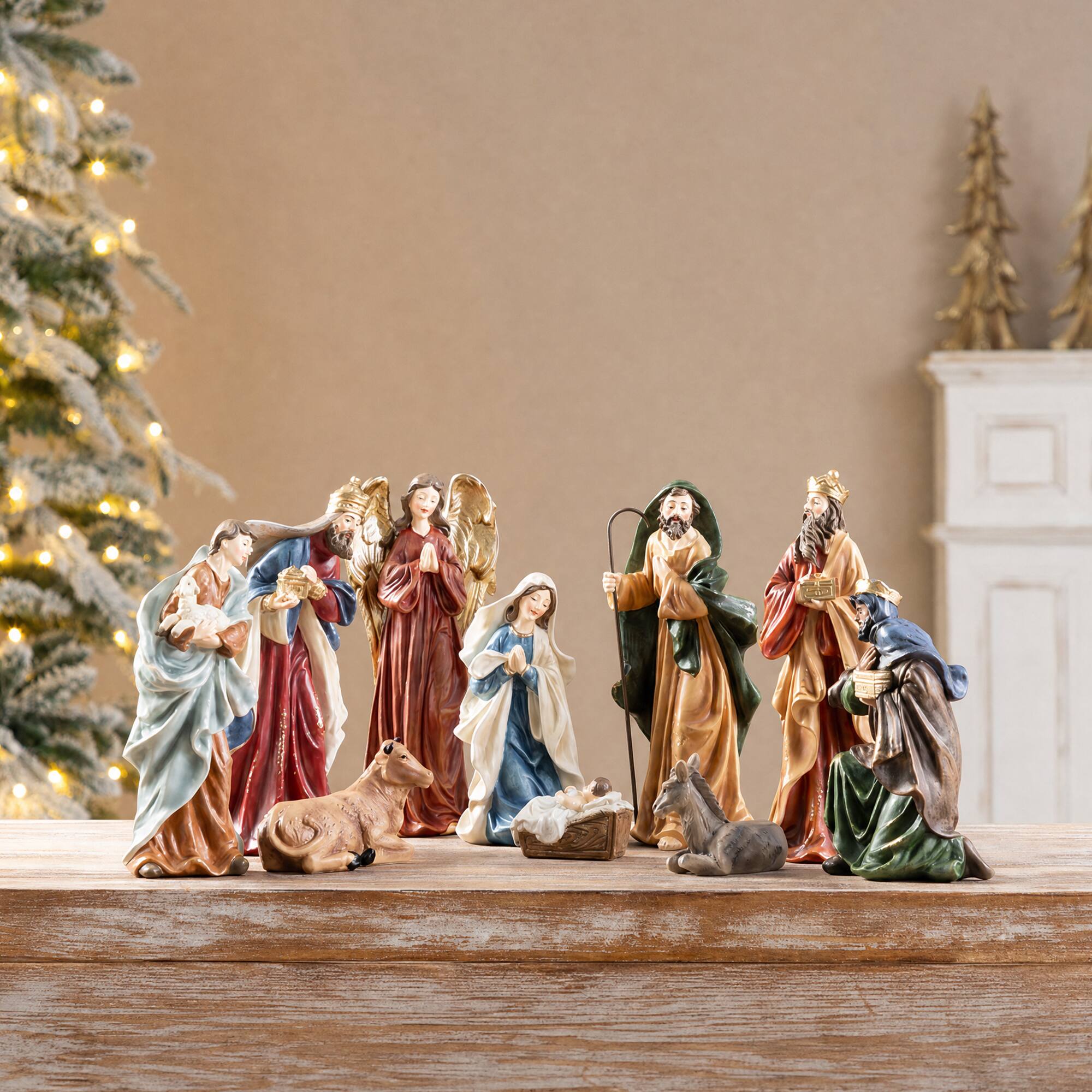 Alt View 5. Glitzhome - 8"H Resin Nativity Figurine Set - Multi-Colored.