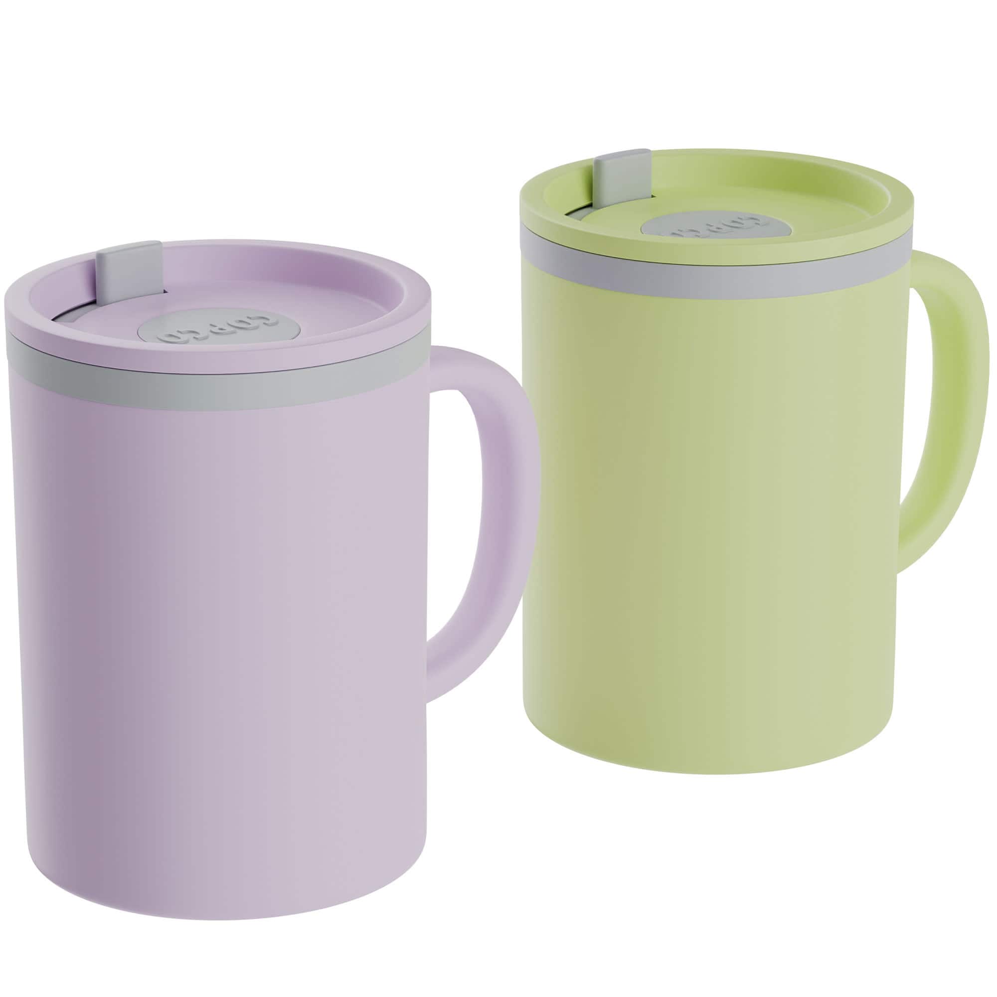 Copco - Insulated Coffee Mug Tumbler with Lid & Handle, 16oz, Double Wall, BPA-Free (Set of 2) - Purple/Yellow price history on PriceWatchPro