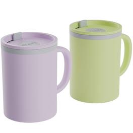 Copco - Insulated Coffee Mug Tumbler with Lid & Handle, 16oz, Double Wall, BPA-Free (Set of 2) - Purple/Yellow