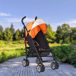 Hivvago - Compact Portable Umbrella Stroller for Babies and Toddlers Lightweight Travel Pram - Orange