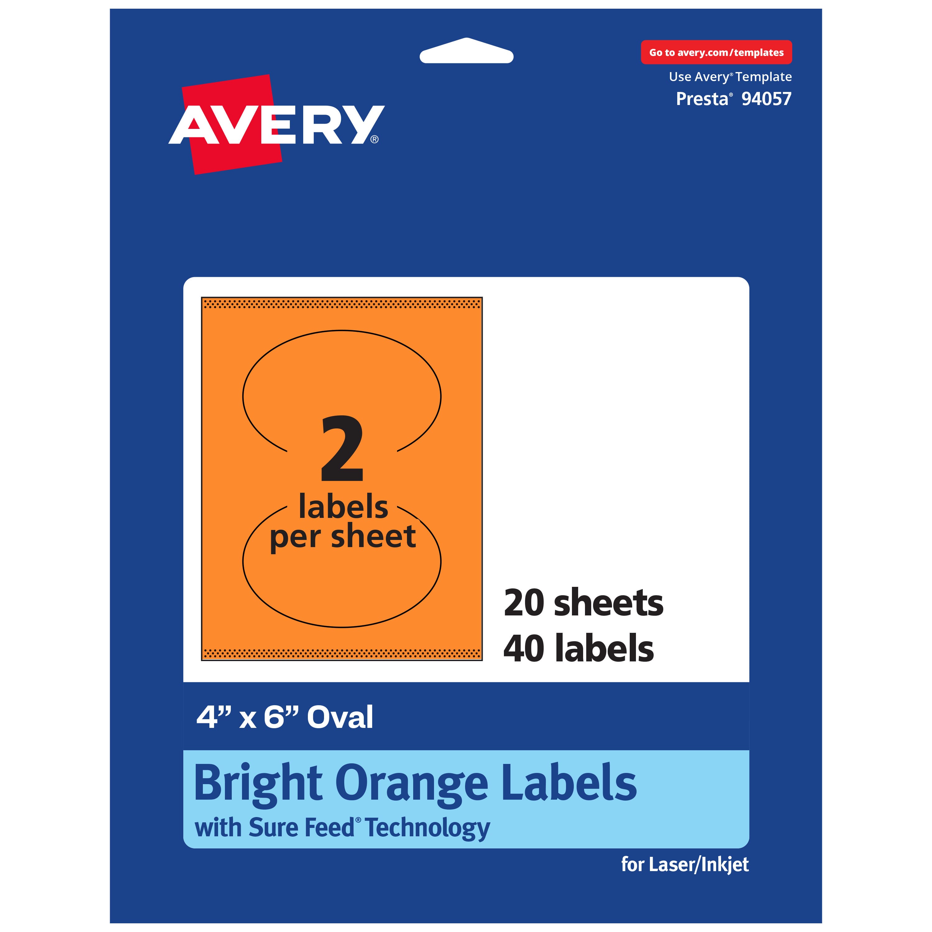 "Avery - Printable Oval Labels, Bright 4"" x 6"", 40ct - Orange" price history on PriceWatchPro