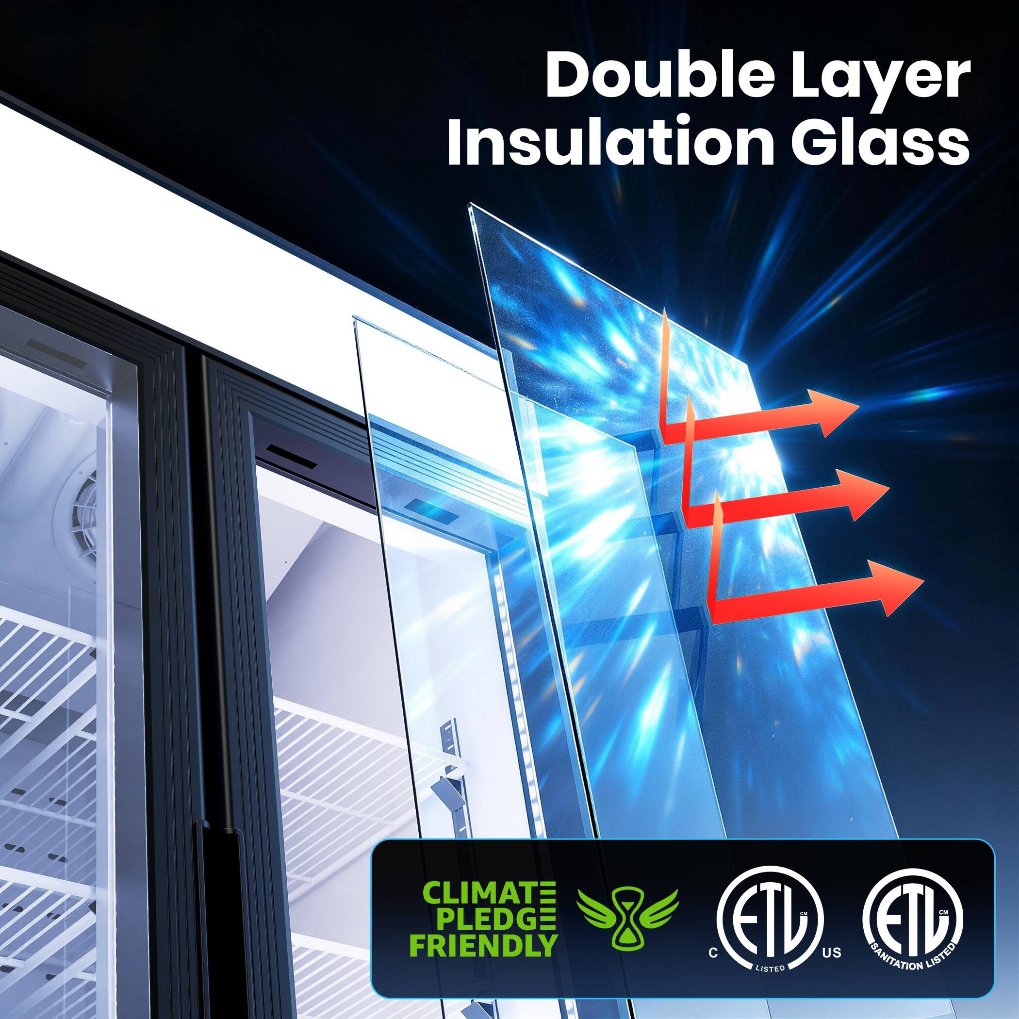 Double Layer Insulation Glass  
CLIMATE PLEDGE FRIENDLY  
ETL US LISTED  
ETL CERTIFICATION LISTED