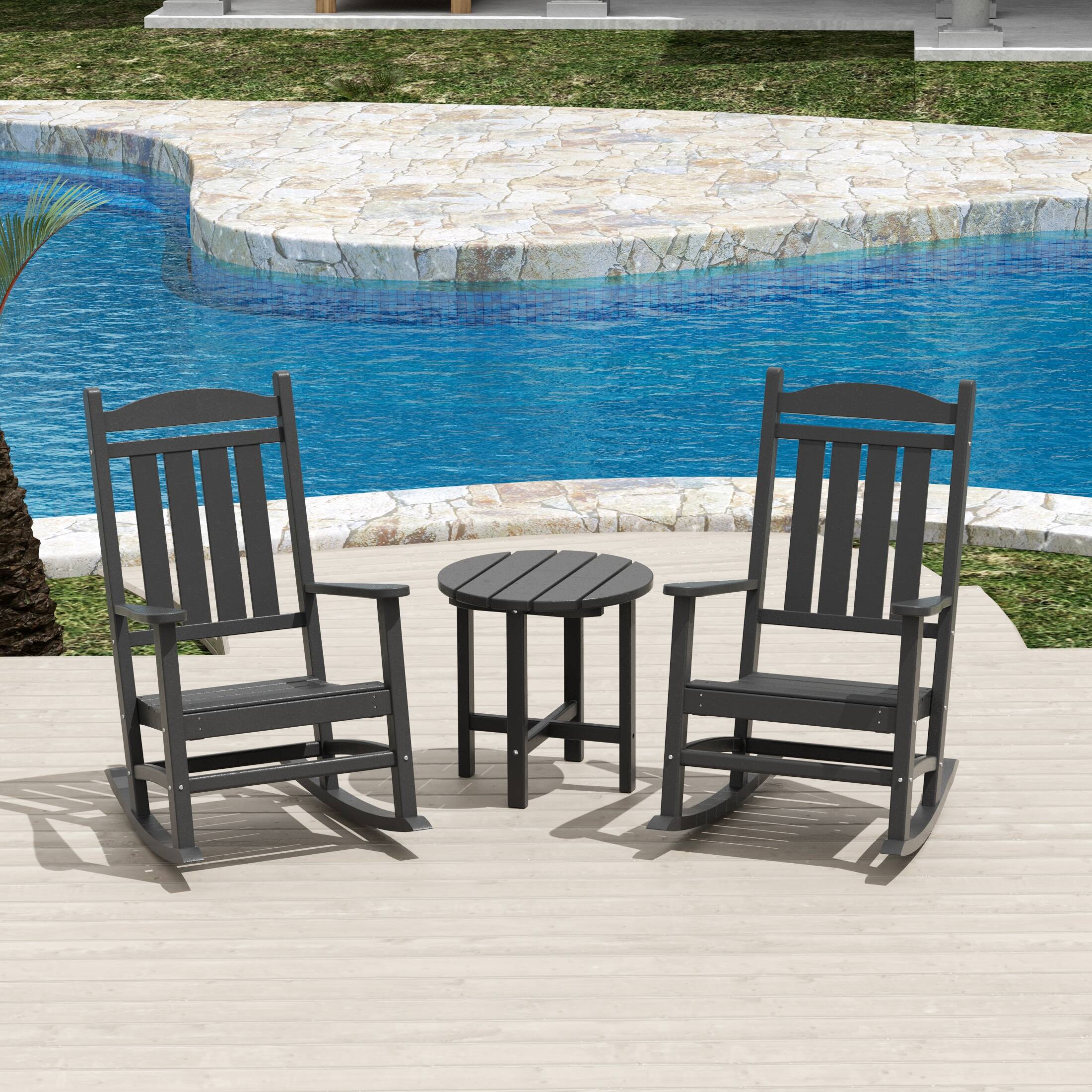 Angle. WestinTrends - WestinTrends Malibu 3-Piece set Outdoor / Patio rocking chairs with a side table ( 2 seater ) - Gray.