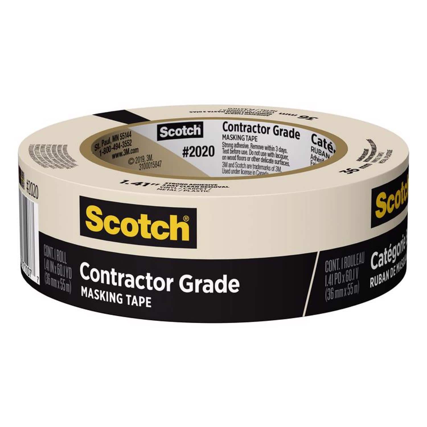 Scotch - Contractor Grade 1.41 in. W X 60.1 yd L Beige Medium Strength Masking Tape 1 pk