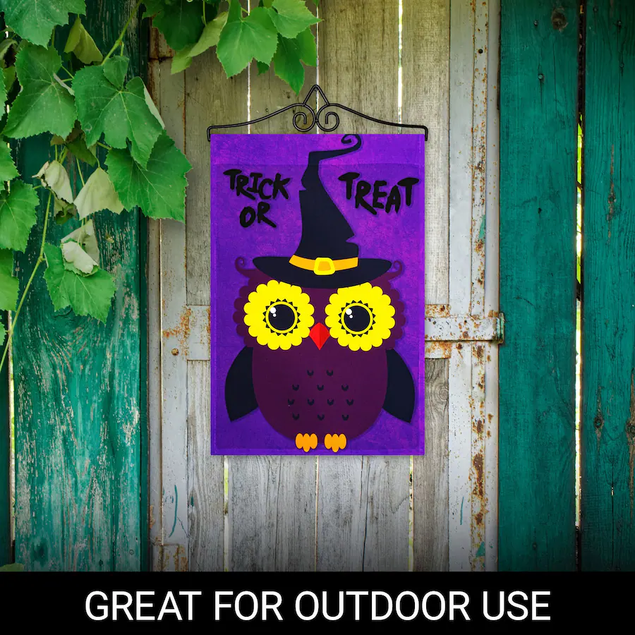 Puple Combination G128 Combo Pack Garden Flag Hanger 14in with Trick or Treat Owl Garden ...